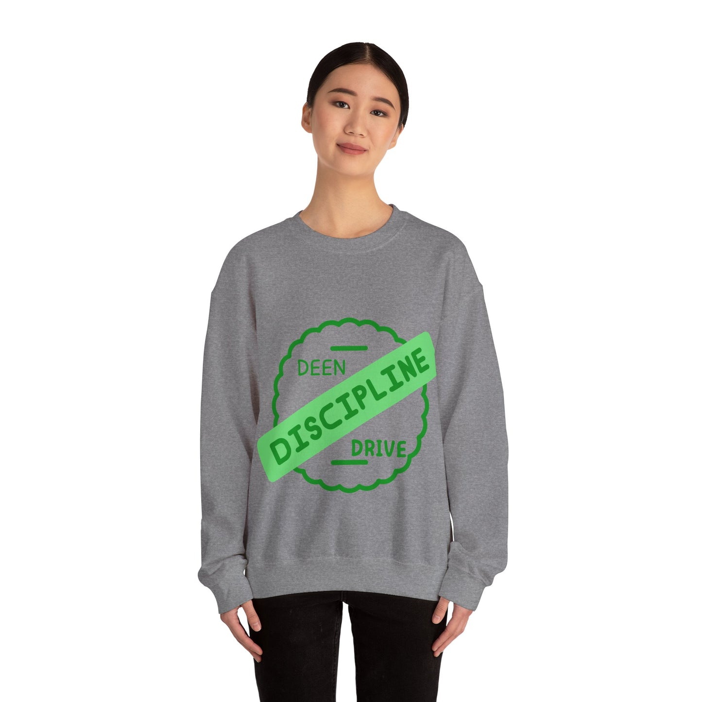 Motivational Crewneck Sweatshirt - Discipline & Drive Muslim Youth Fashion Sweat Shirt
