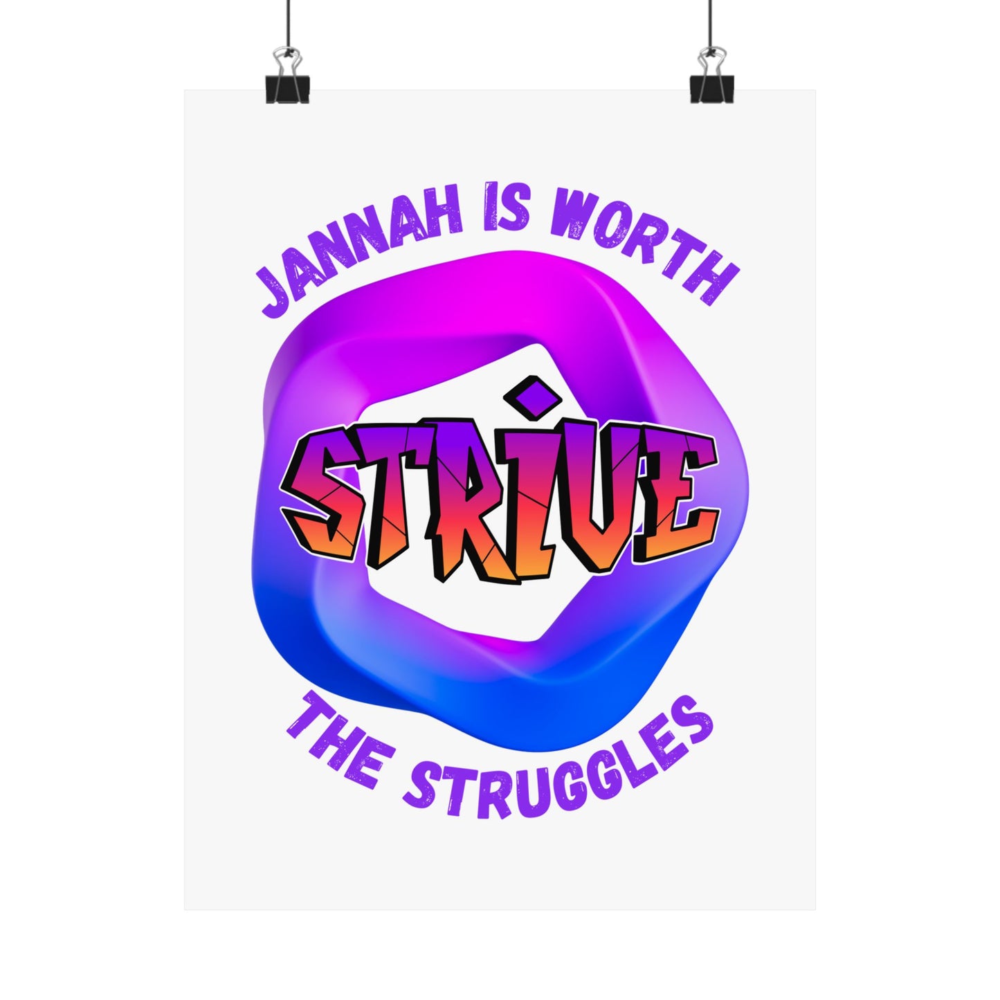 Motivational Vertical Poster - 'Jannah is Worth The Struggles' Muslim Islamic Accessories