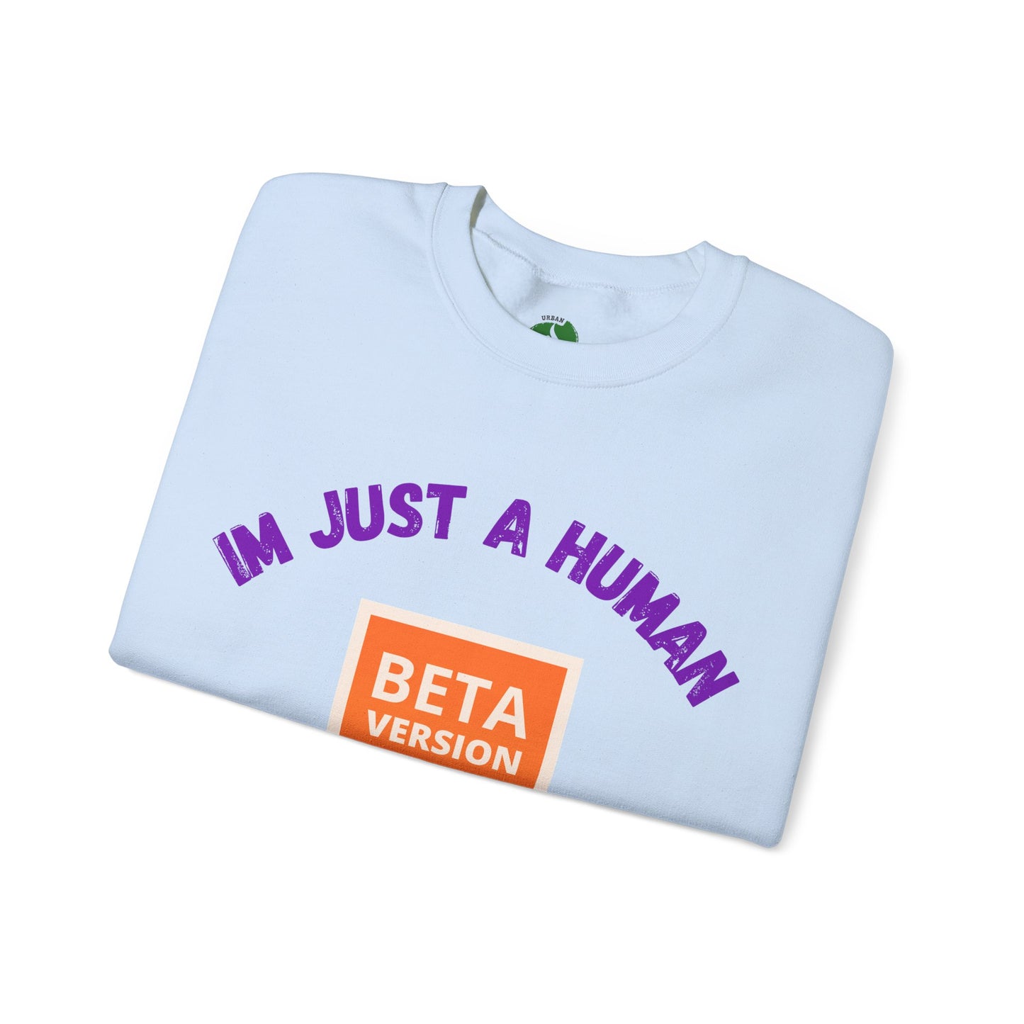 Unisex Crewneck Sweatshirt - 'Beta Version: I'm Just a Human' Funny Humour Clothing Sweat Shirt