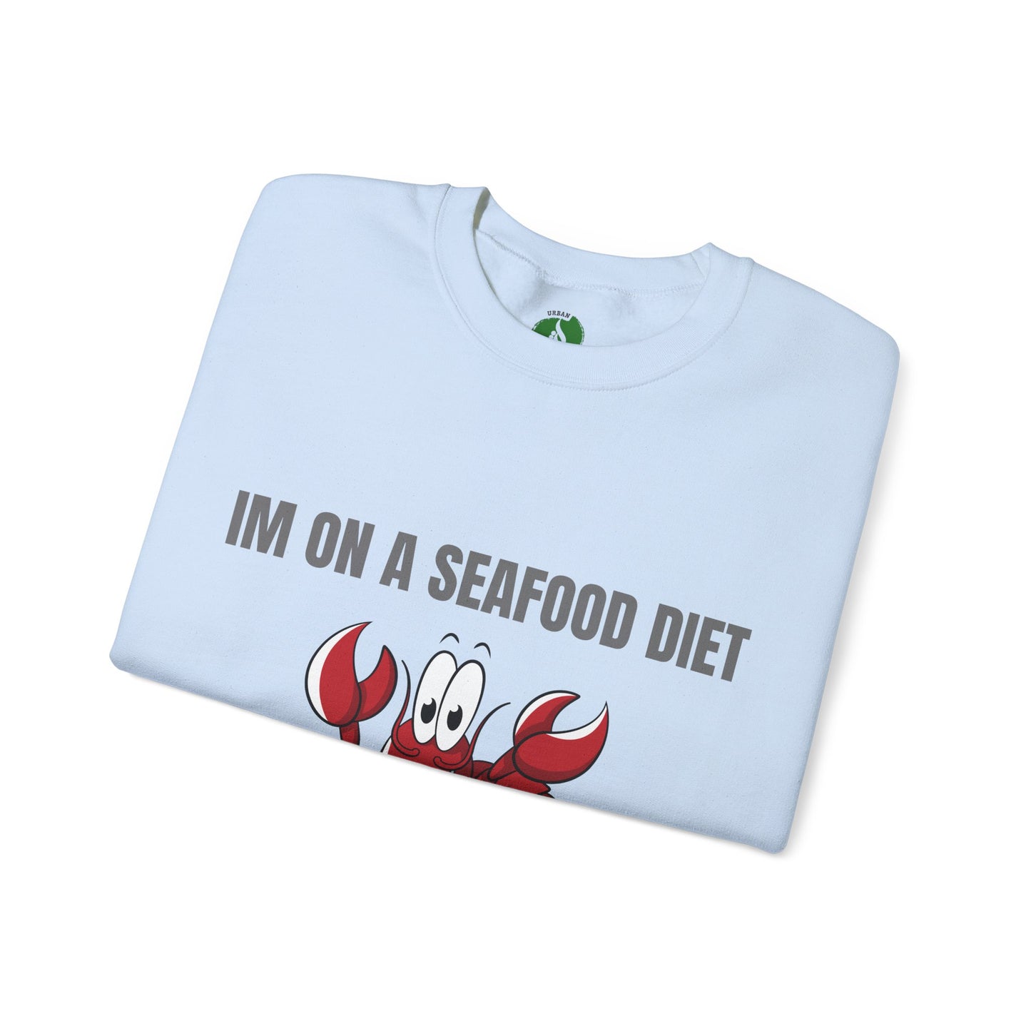Funny Seafood Diet Sweatshirt - Unisex Heavy Blend Crewneck with Lobster Graphic Humour Joke Clothing