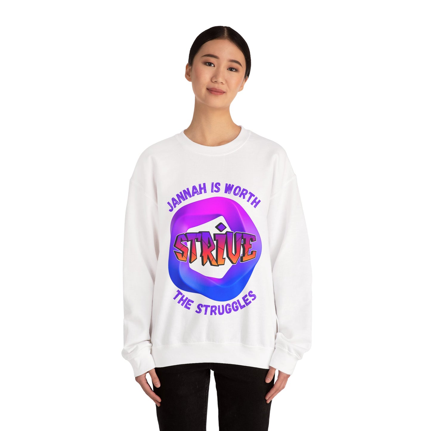 Inspiring Unisex Crewneck Sweatshirt - 'Jannah Is Worth the Struggles' Muslim Streetwear Sweat Shirt