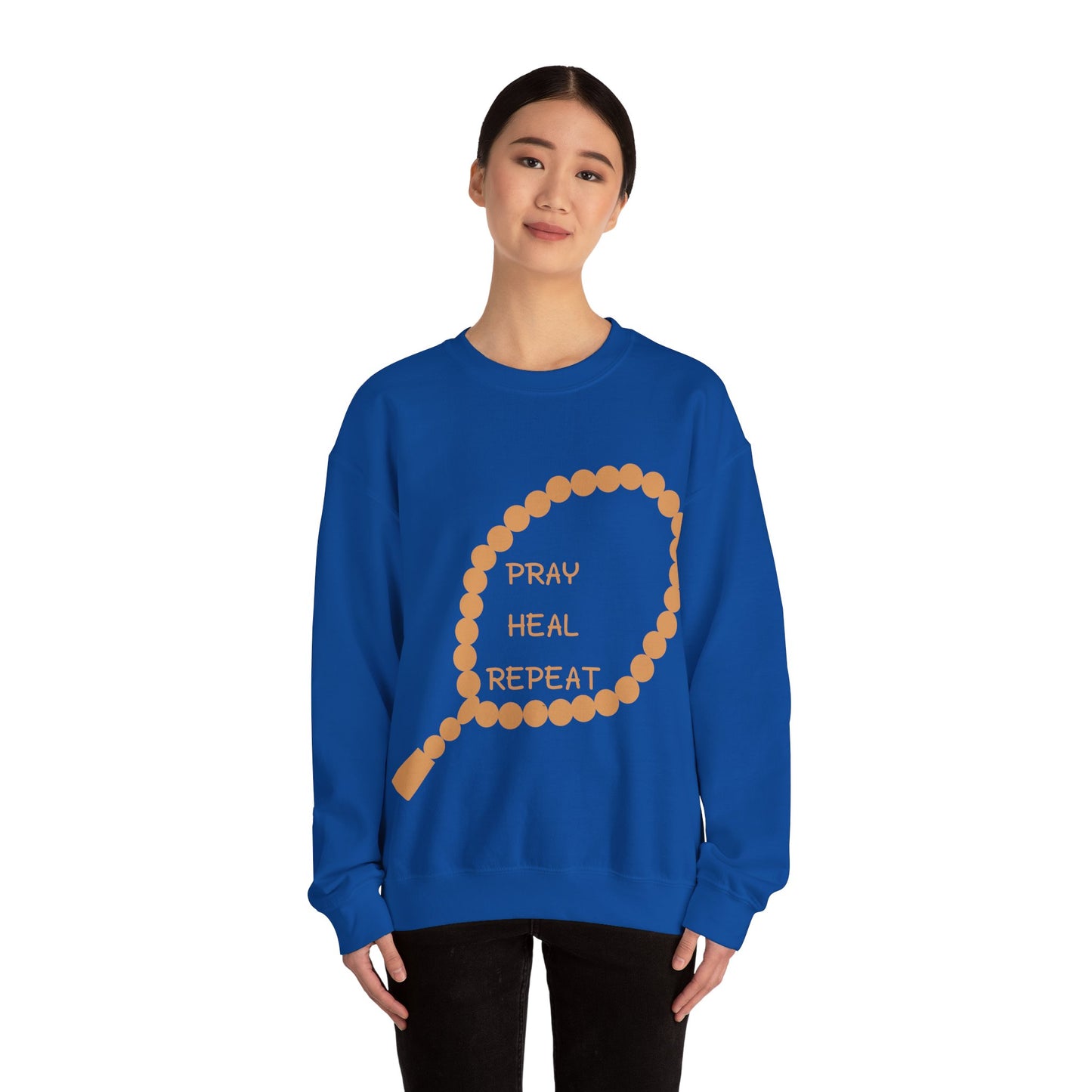Pray Heal Repeat Crewneck Sweatshirt for Mindfulness and Healing Islamic Street Fashion