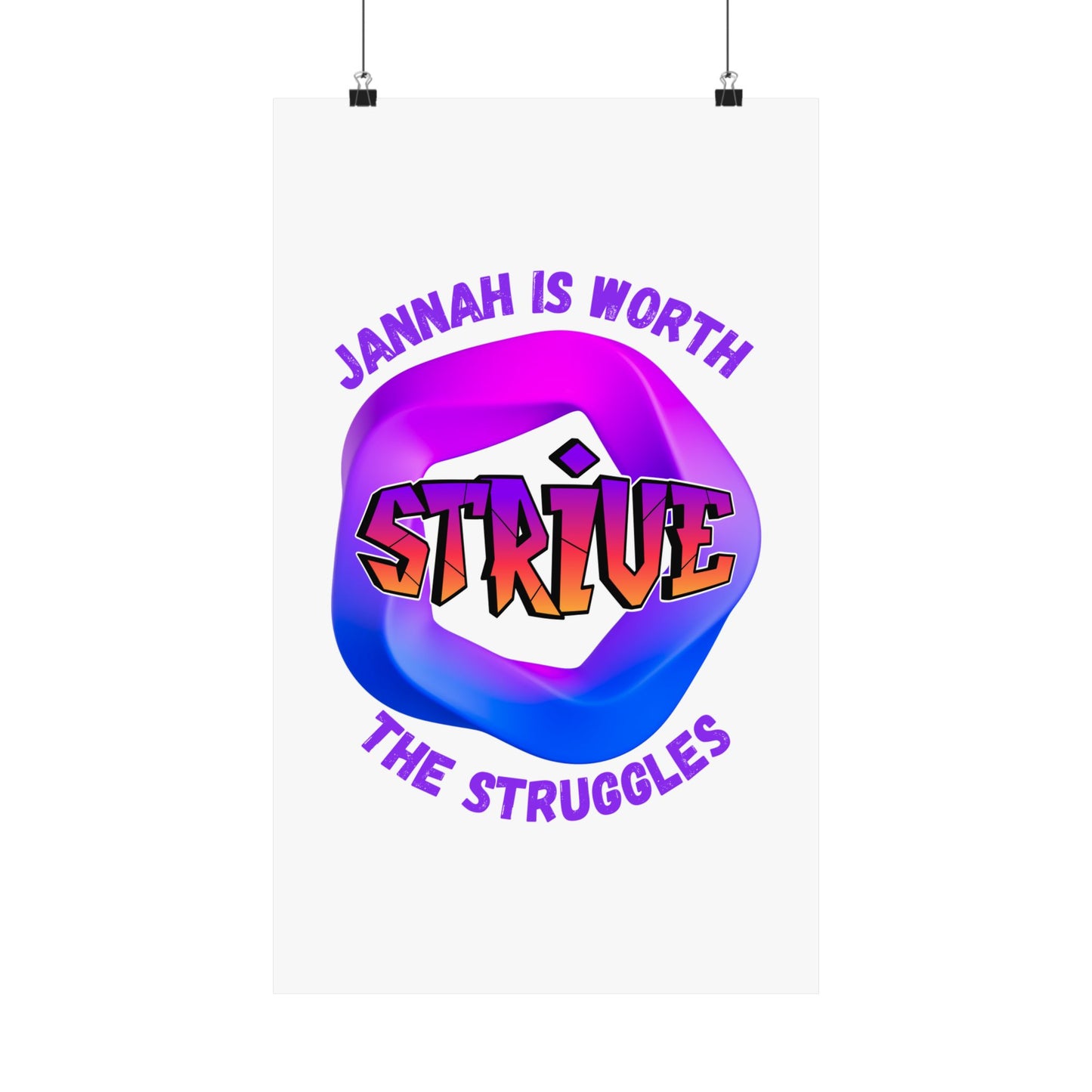 Motivational Vertical Poster - 'Jannah is Worth The Struggles' Muslim Islamic Accessories