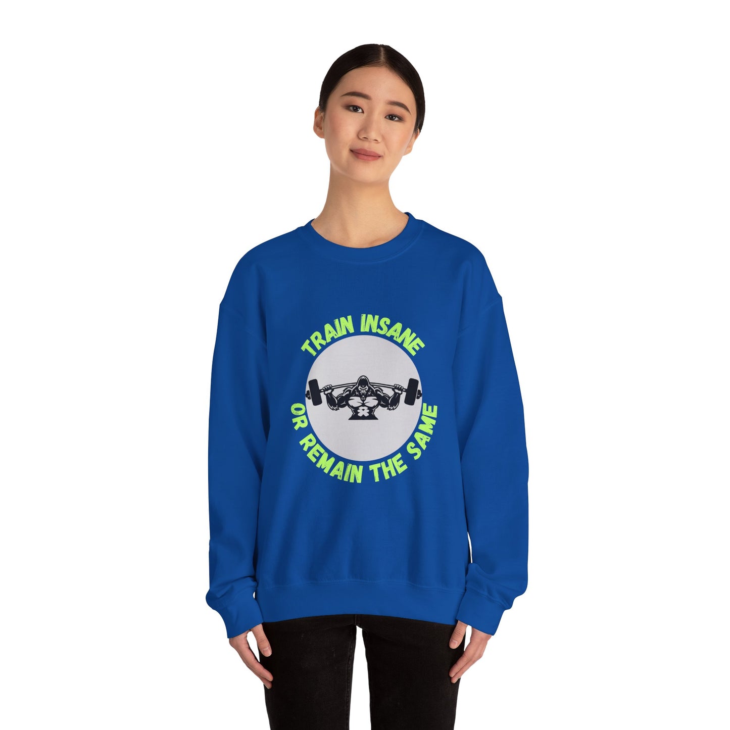 Train Insane Gym Sweatshirt - Unisex Heavy Blend Crewneck Humour Joke Clothing