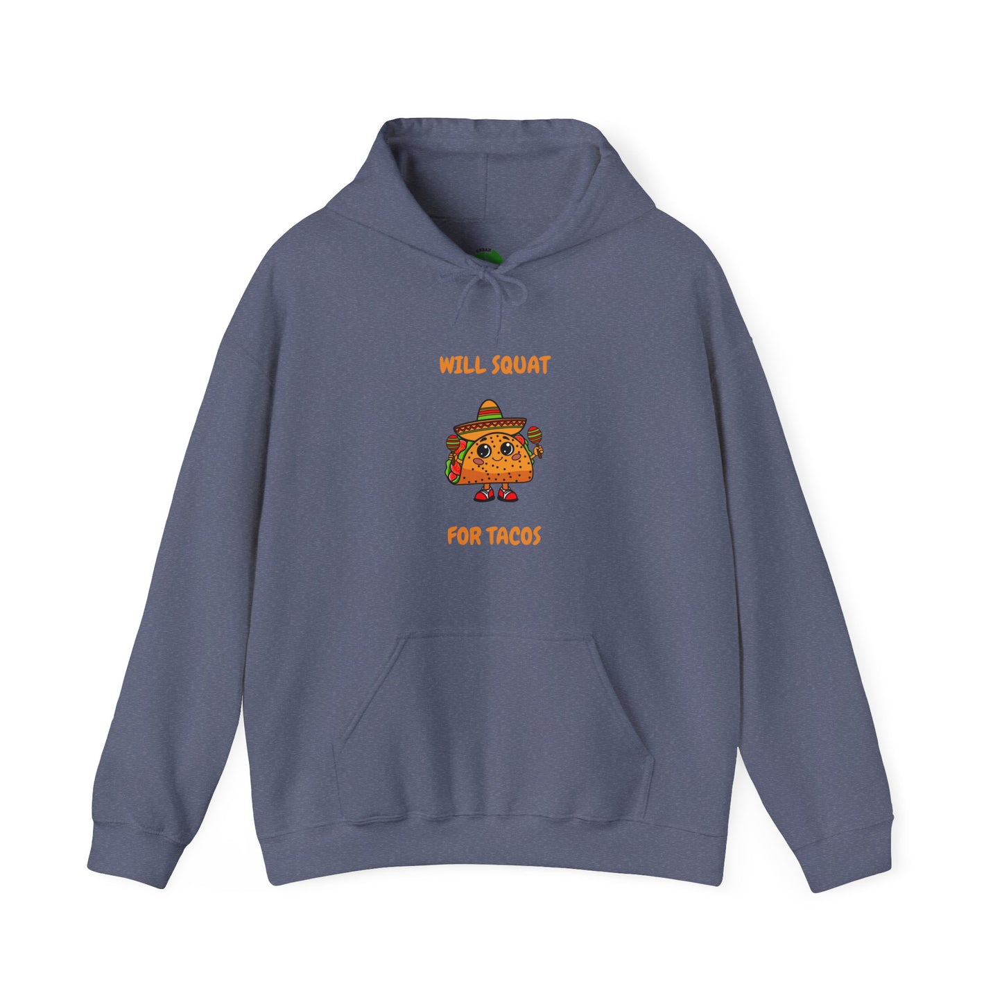 Funny Taco Sweatshirt - 'Will Squat for Tacos' Unisex Heavy Blend Hoodie Humour Joke Gym Hoodie Clothing