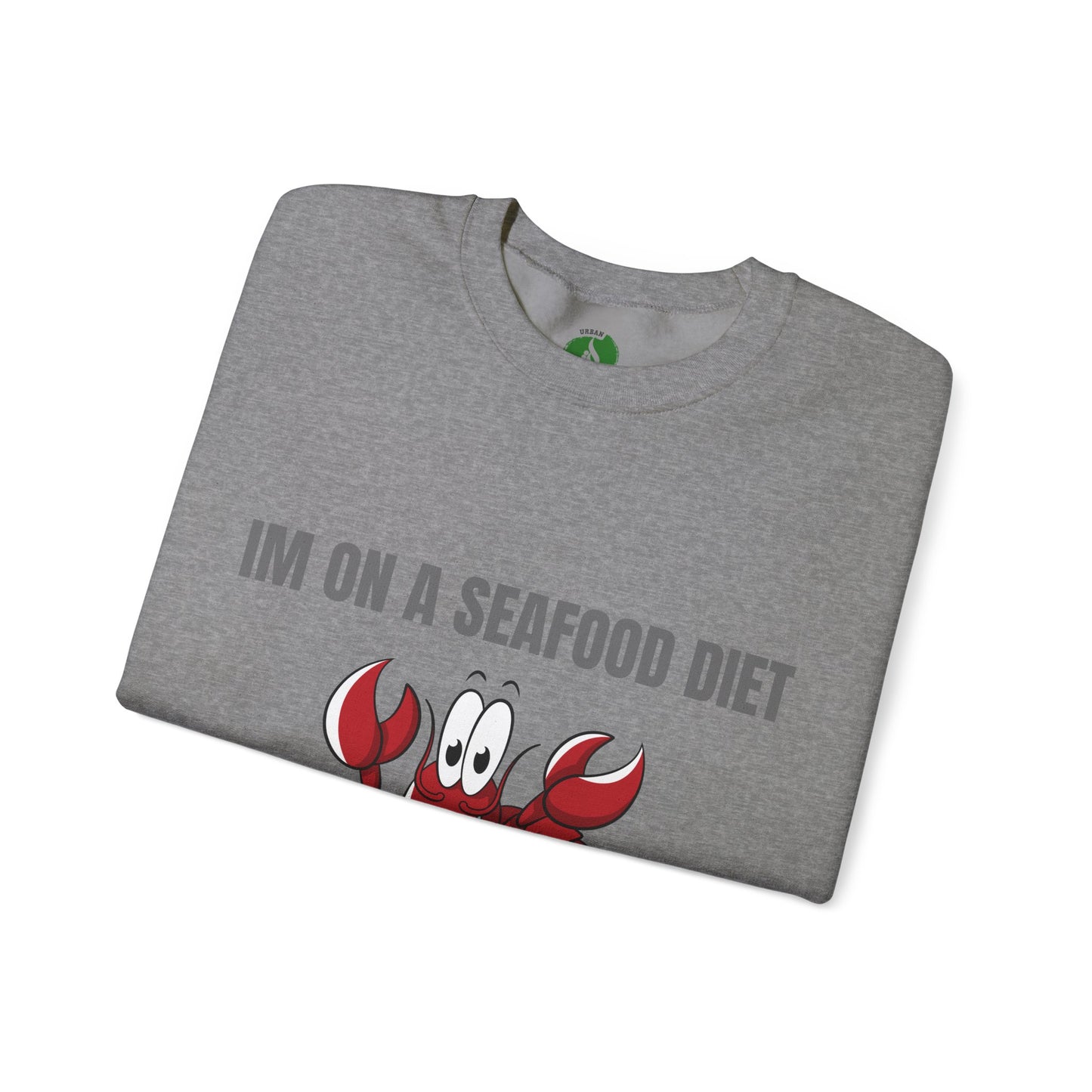Funny Seafood Diet Sweatshirt - Unisex Heavy Blend Crewneck with Lobster Graphic Humour Joke Clothing
