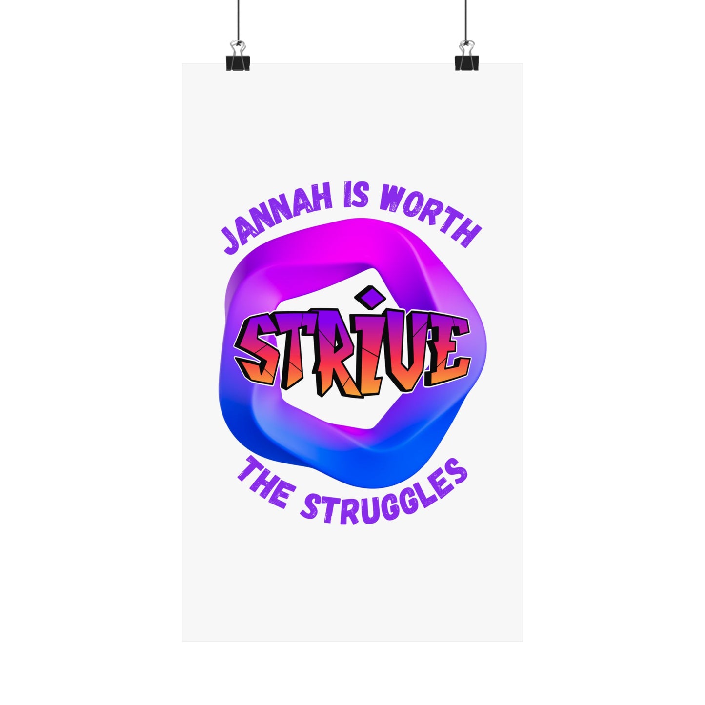 Motivational Vertical Poster - 'Jannah is Worth The Struggles' Muslim Islamic Accessories