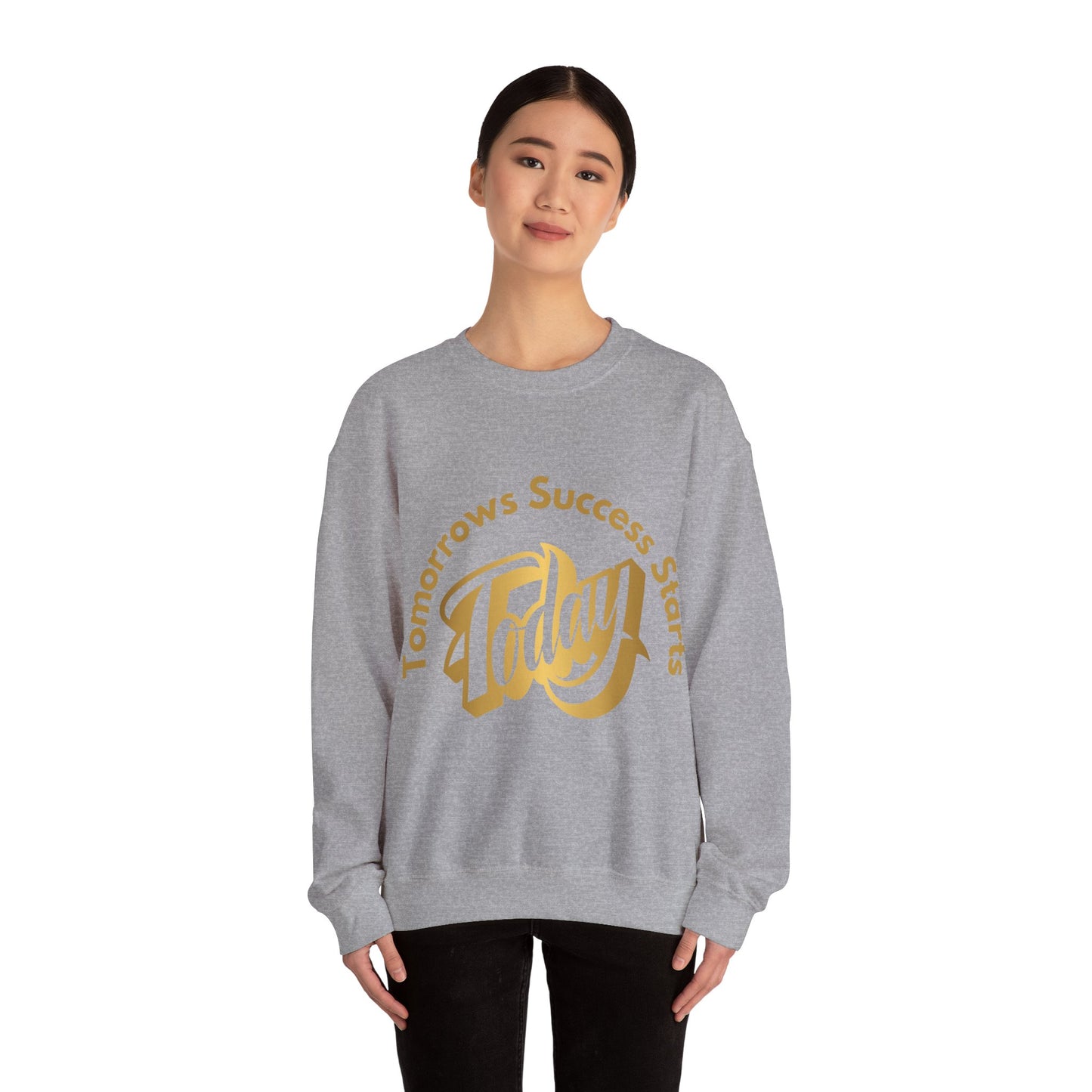 Inspirational Crewneck Sweatshirt - 'Tomorrow's Success Starts Today' Gym Motivation Sweat Shirt