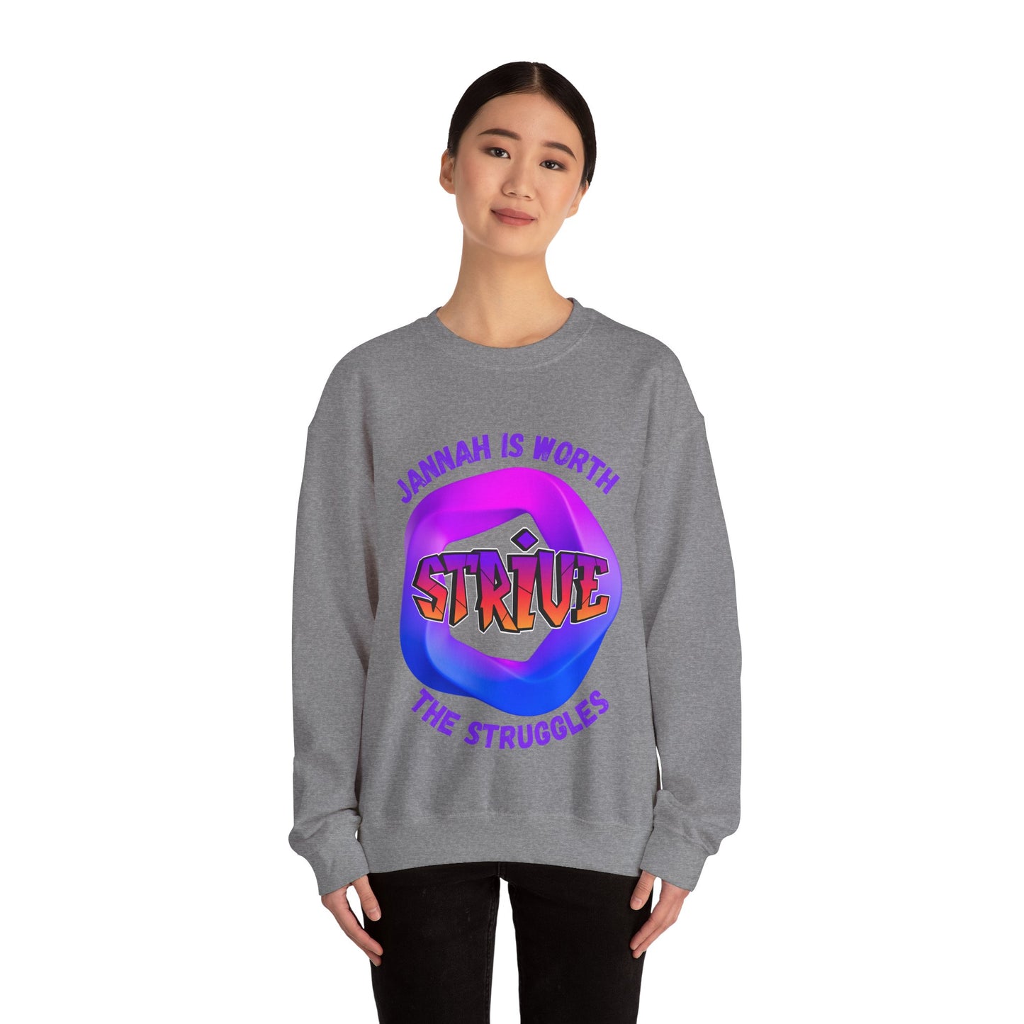 Inspiring Unisex Crewneck Sweatshirt - 'Jannah Is Worth the Struggles' Muslim Streetwear Sweat Shirt
