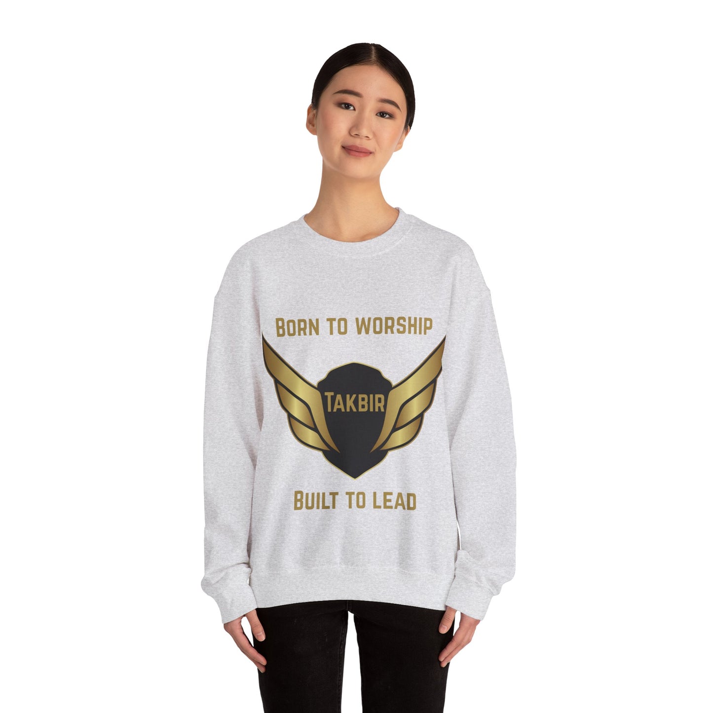 Inspirational Unisex Crewneck Sweatshirt - 'Born to Worship, Built to Lead' Design Muslim Streetwear Fashion Hoodie