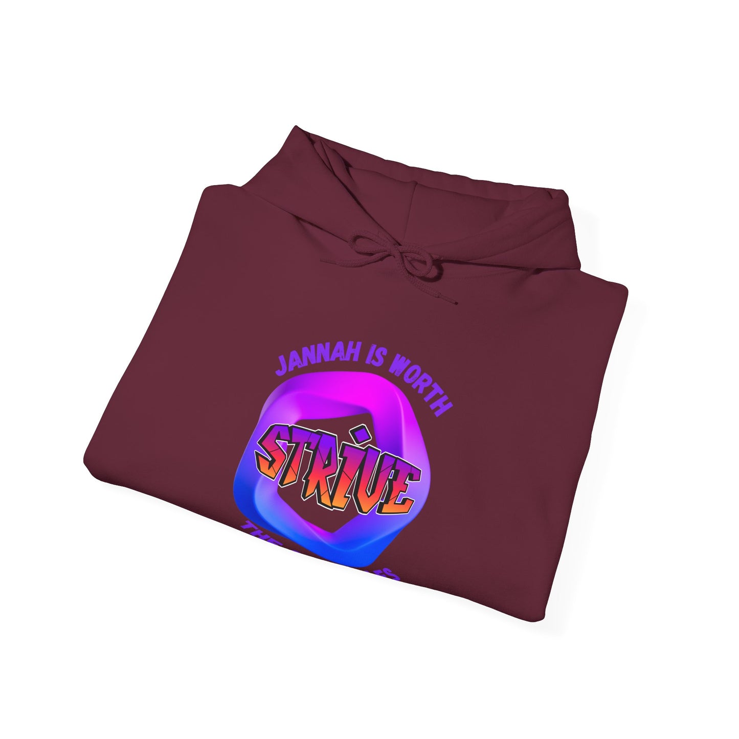 Inspirational Unisex Heavy Blend™ Hooded Sweatshirt – 'Jannah is Worth the Strive' Muslim Modern Clothing