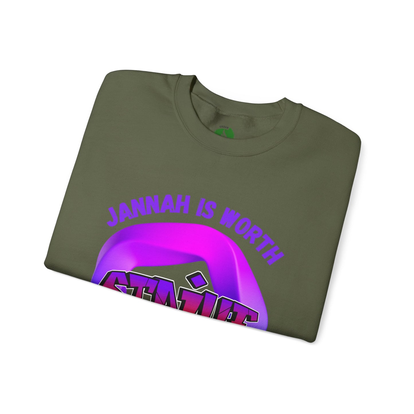 Inspiring Unisex Crewneck Sweatshirt - 'Jannah Is Worth the Struggles' Muslim Streetwear Sweat Shirt