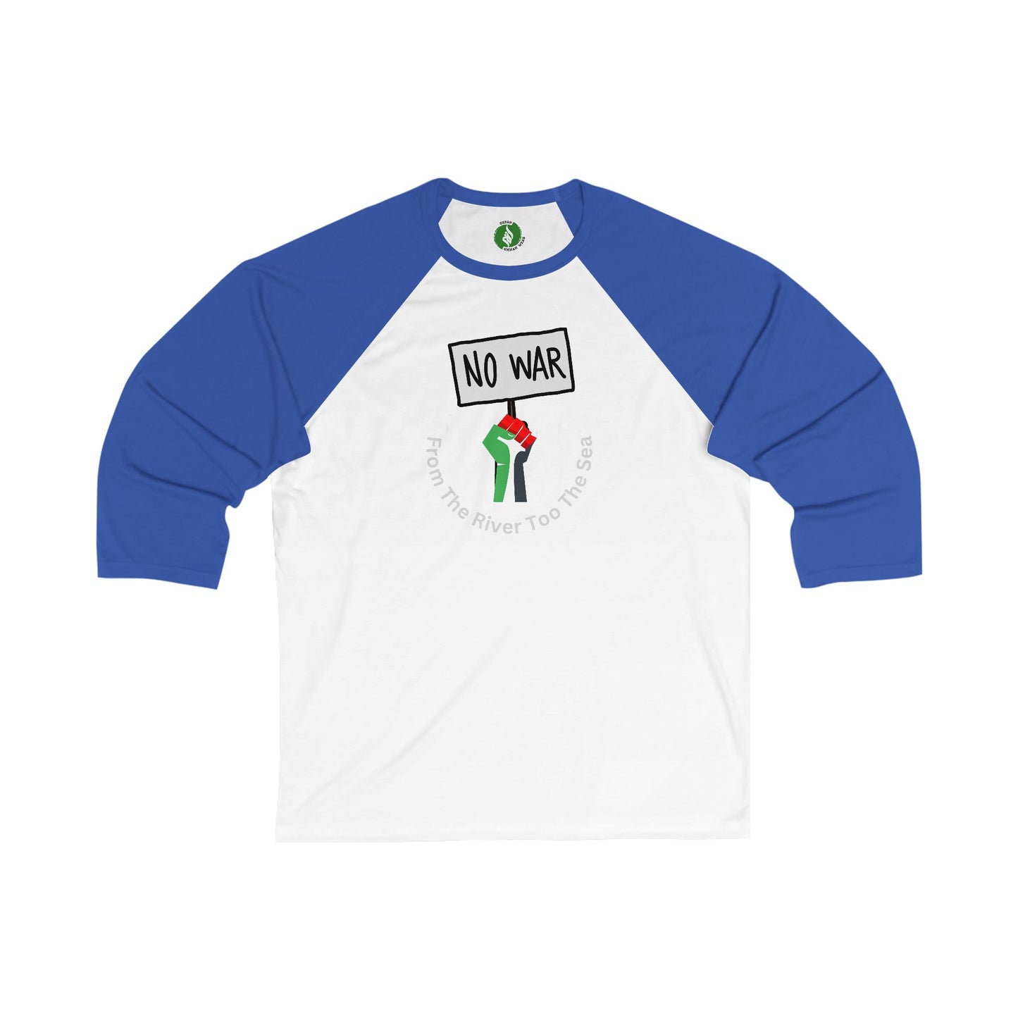 Unisex 3/4 Sleeve Baseball Tee - "No War" Protest Shirt Muslim Clothing