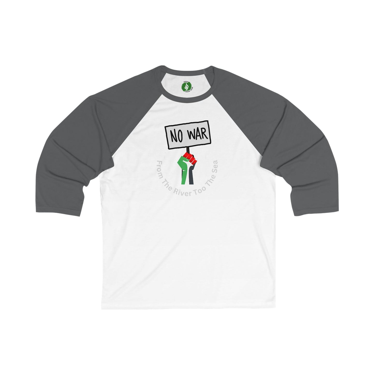 Unisex 3/4 Sleeve Baseball Tee - "No War" Protest Shirt Muslim Clothing