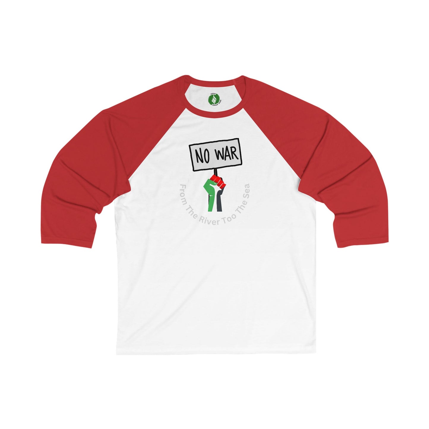 Unisex 3/4 Sleeve Baseball Tee - "No War" Protest Shirt Muslim Clothing