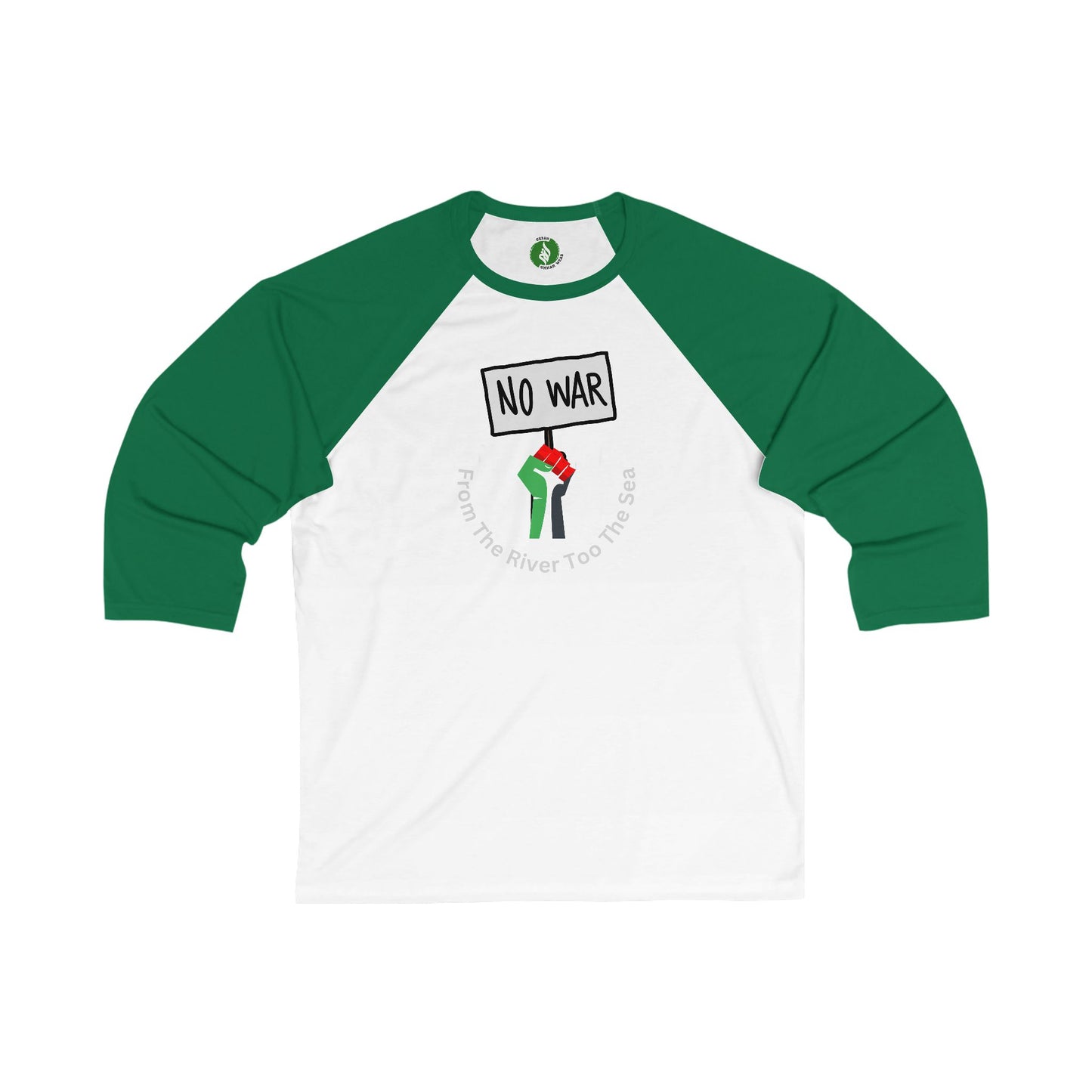 Unisex 3/4 Sleeve Baseball Tee - "No War" Protest Shirt Muslim Clothing