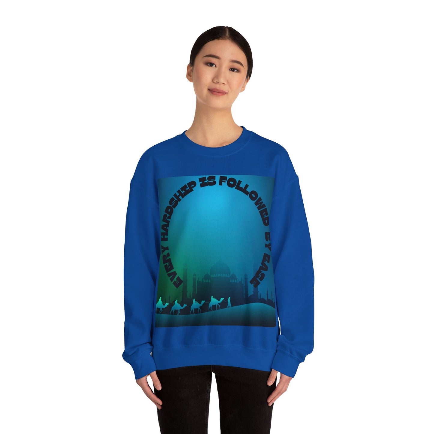 Inspirational Crewneck Sweatshirt - Every Hardship is Followed by Ease Modern Islamic Clothing
