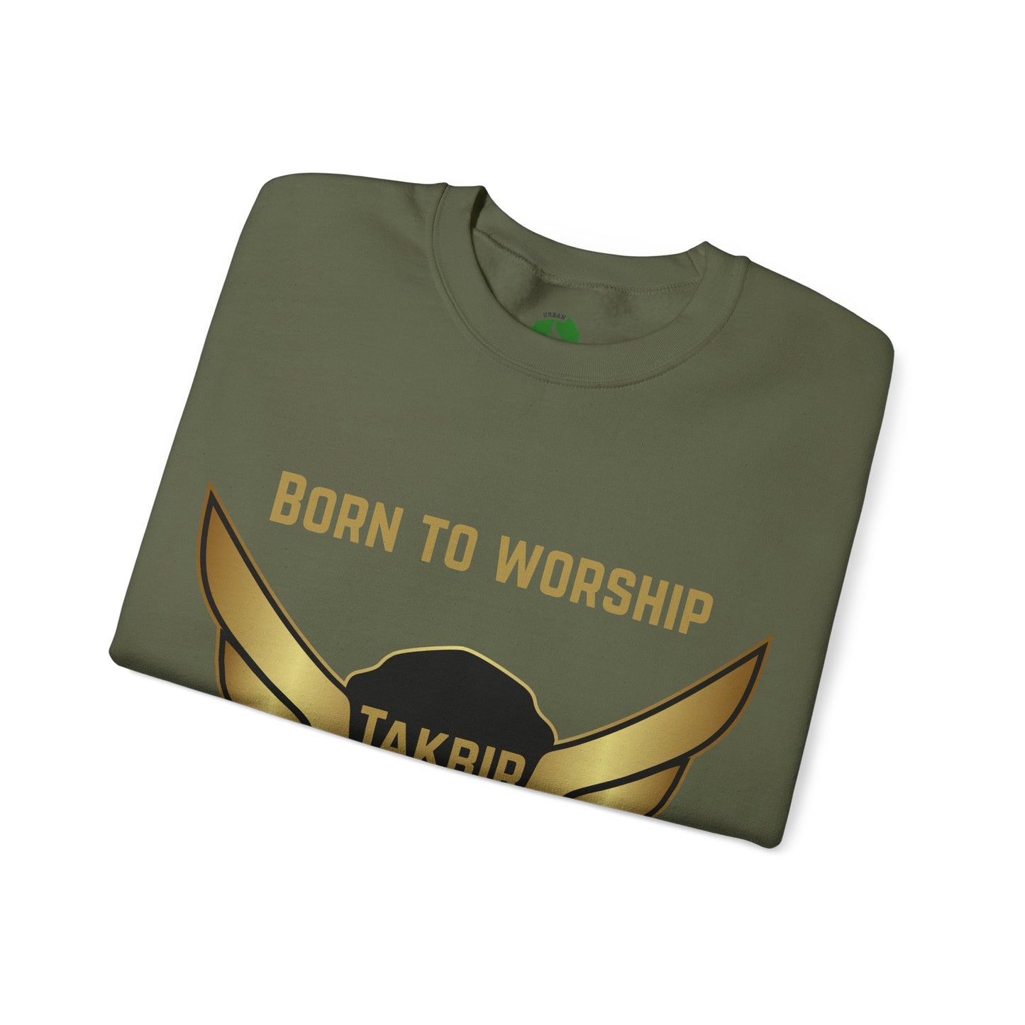 Inspirational Unisex Crewneck Sweatshirt - 'Born to Worship, Built to Lead' Design Muslim Streetwear Fashion Hoodie