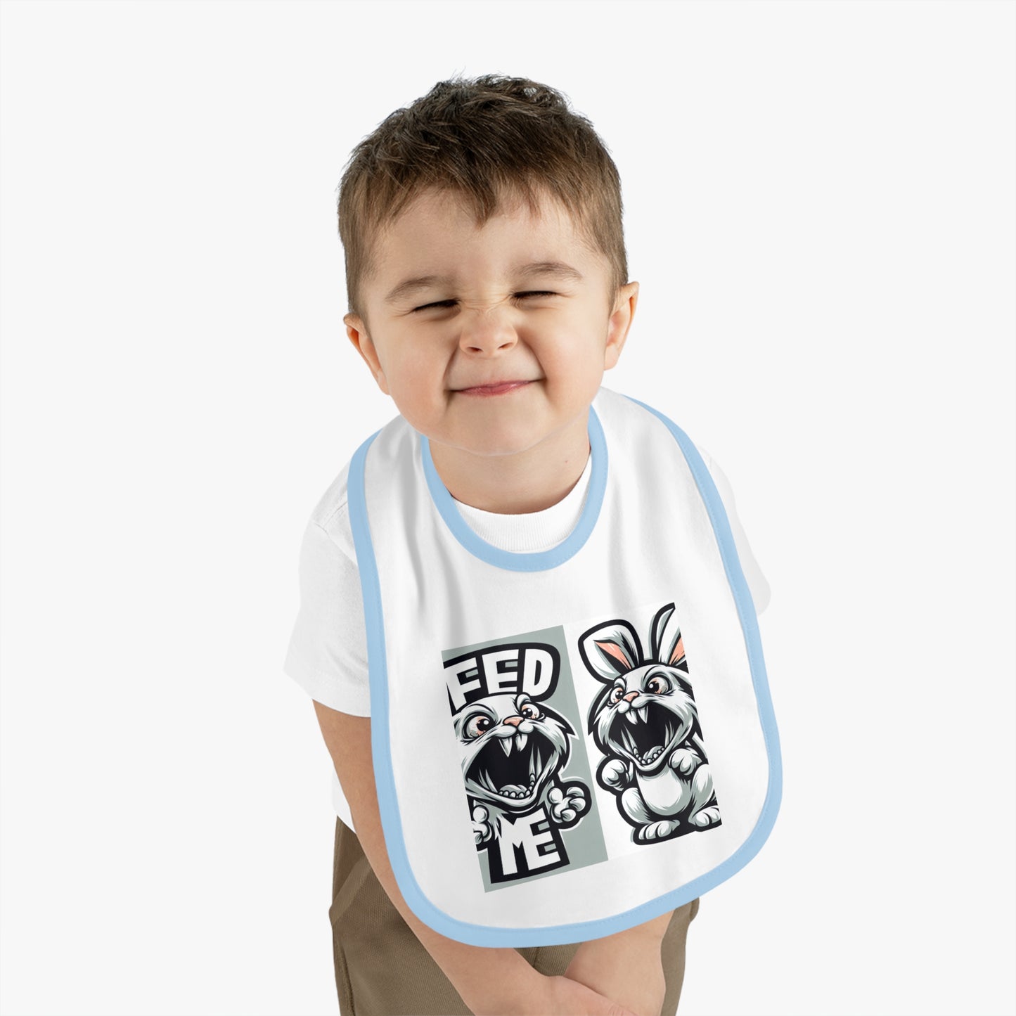 Funny Baby Bib - 'Feed Me' Rabbit Design Islamic Clothing