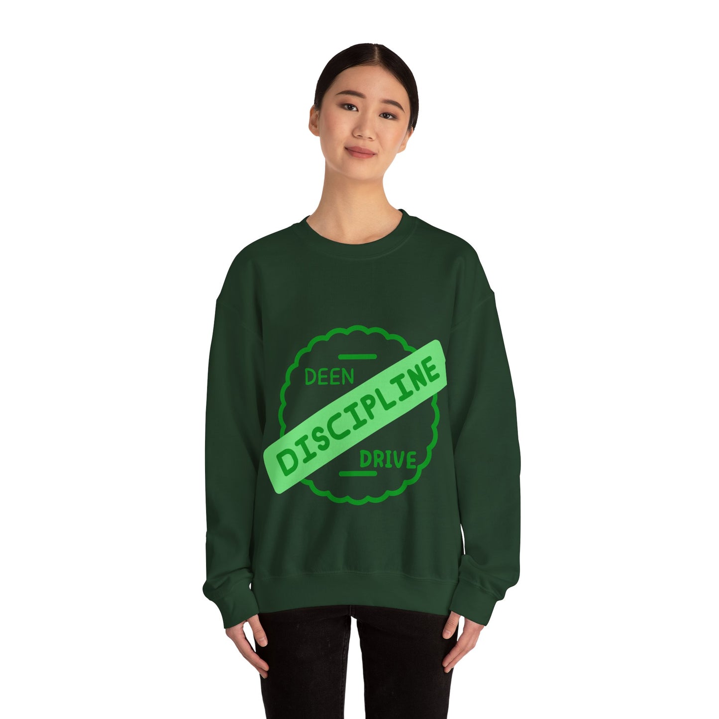 Motivational Crewneck Sweatshirt - Discipline & Drive Muslim Youth Fashion Sweat Shirt