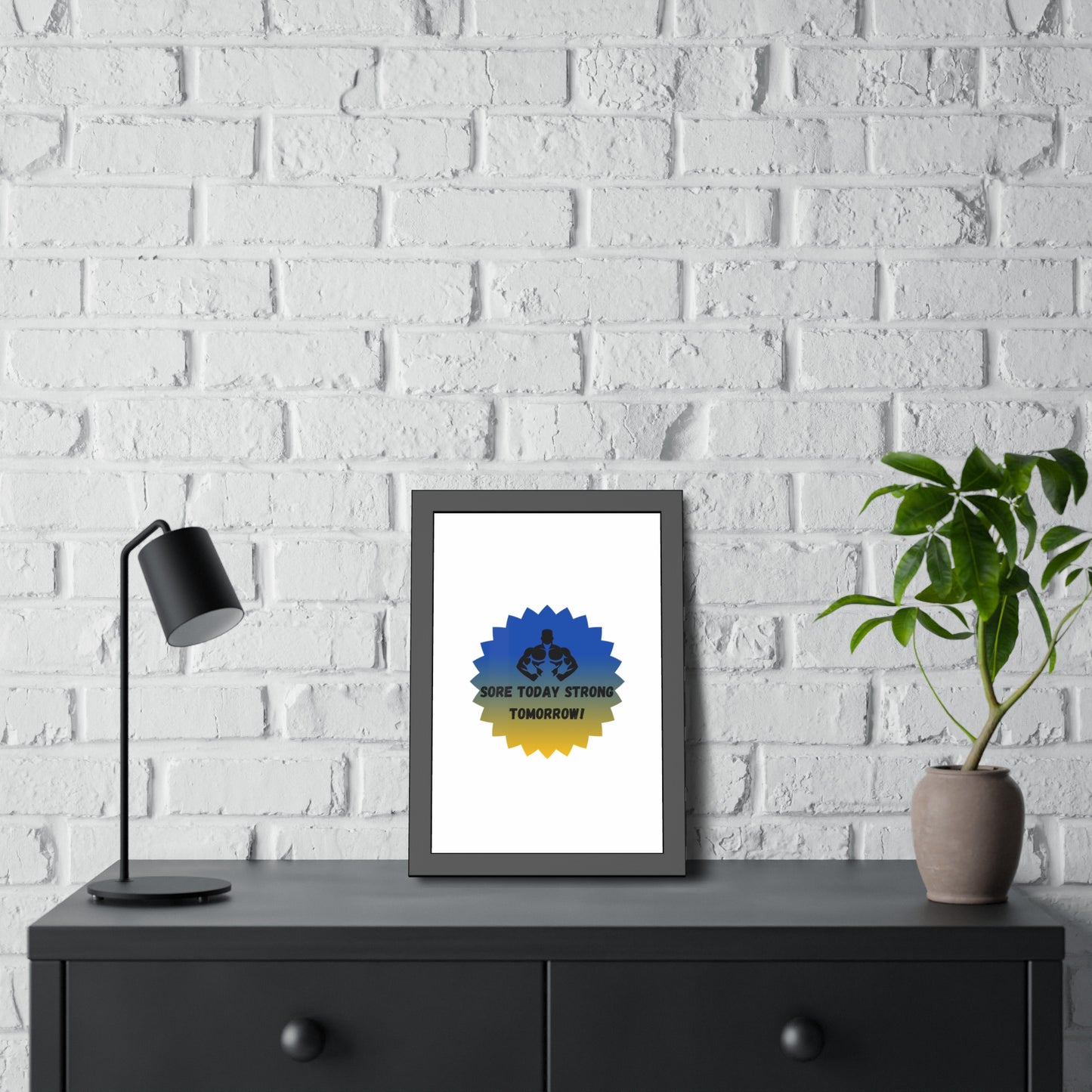 Fitness Motivation Framed Poster - 'Sore Today Strong Tomorrow!' Humour Joke Gym Accessories
