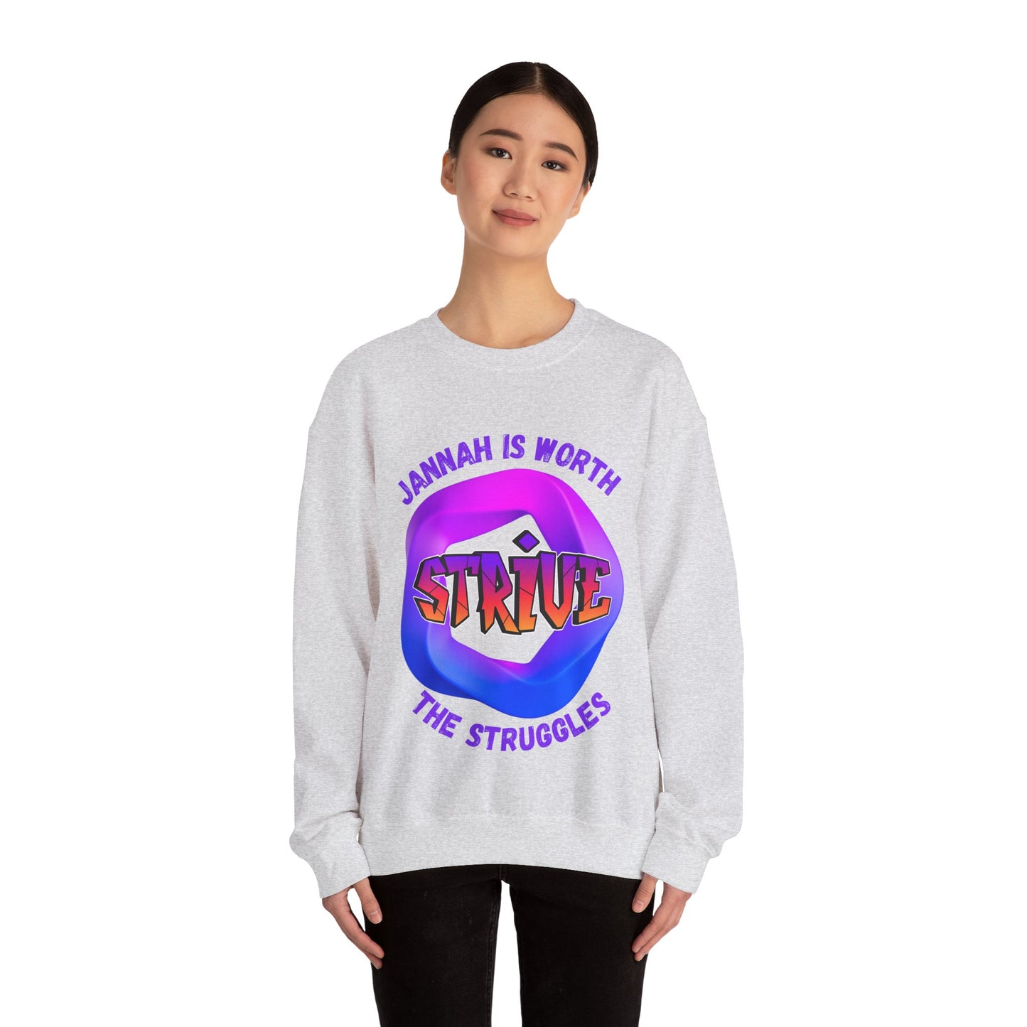 Inspiring Unisex Crewneck Sweatshirt - 'Jannah Is Worth the Struggles' Muslim Streetwear Sweat Shirt