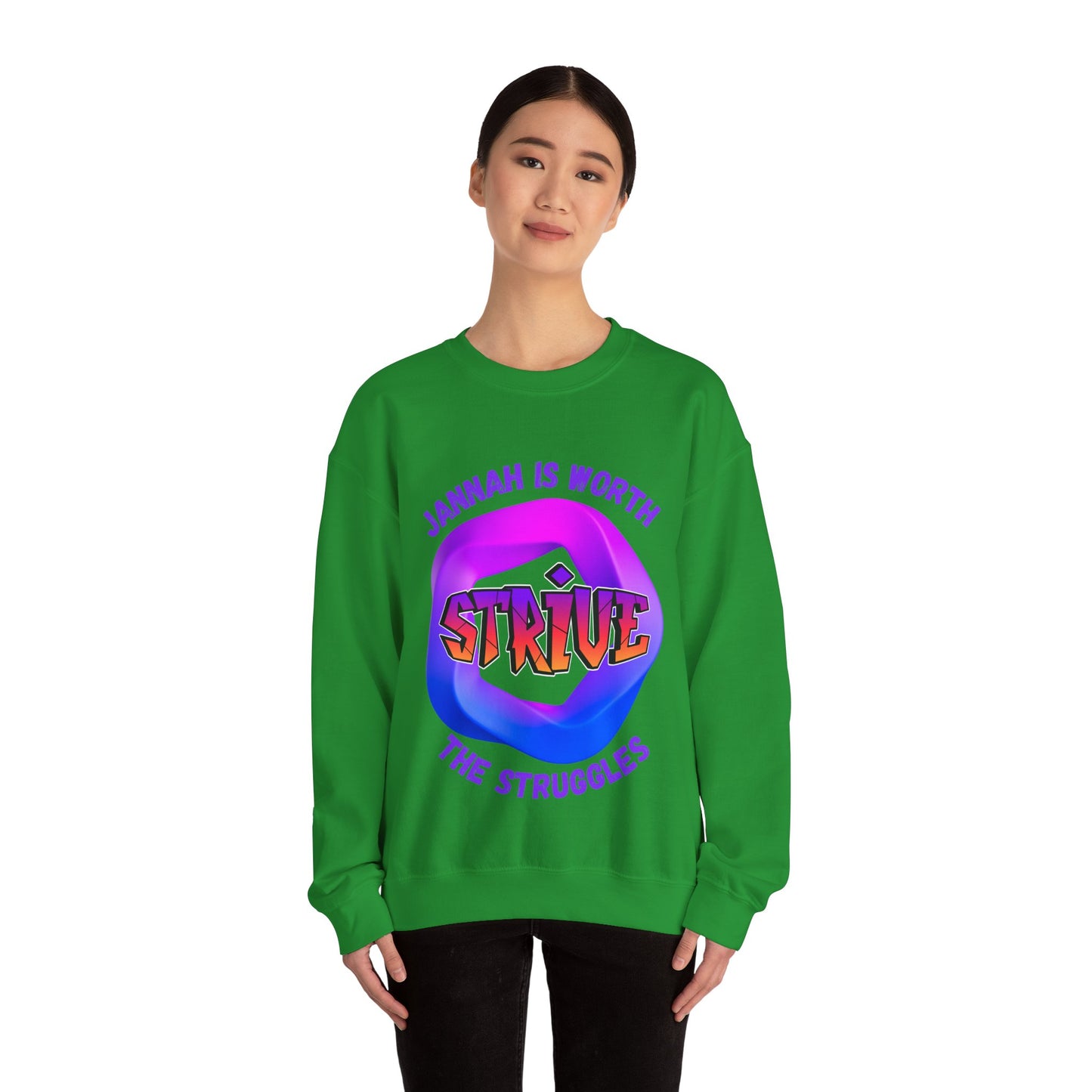 Inspiring Unisex Crewneck Sweatshirt - 'Jannah Is Worth the Struggles' Muslim Streetwear Sweat Shirt