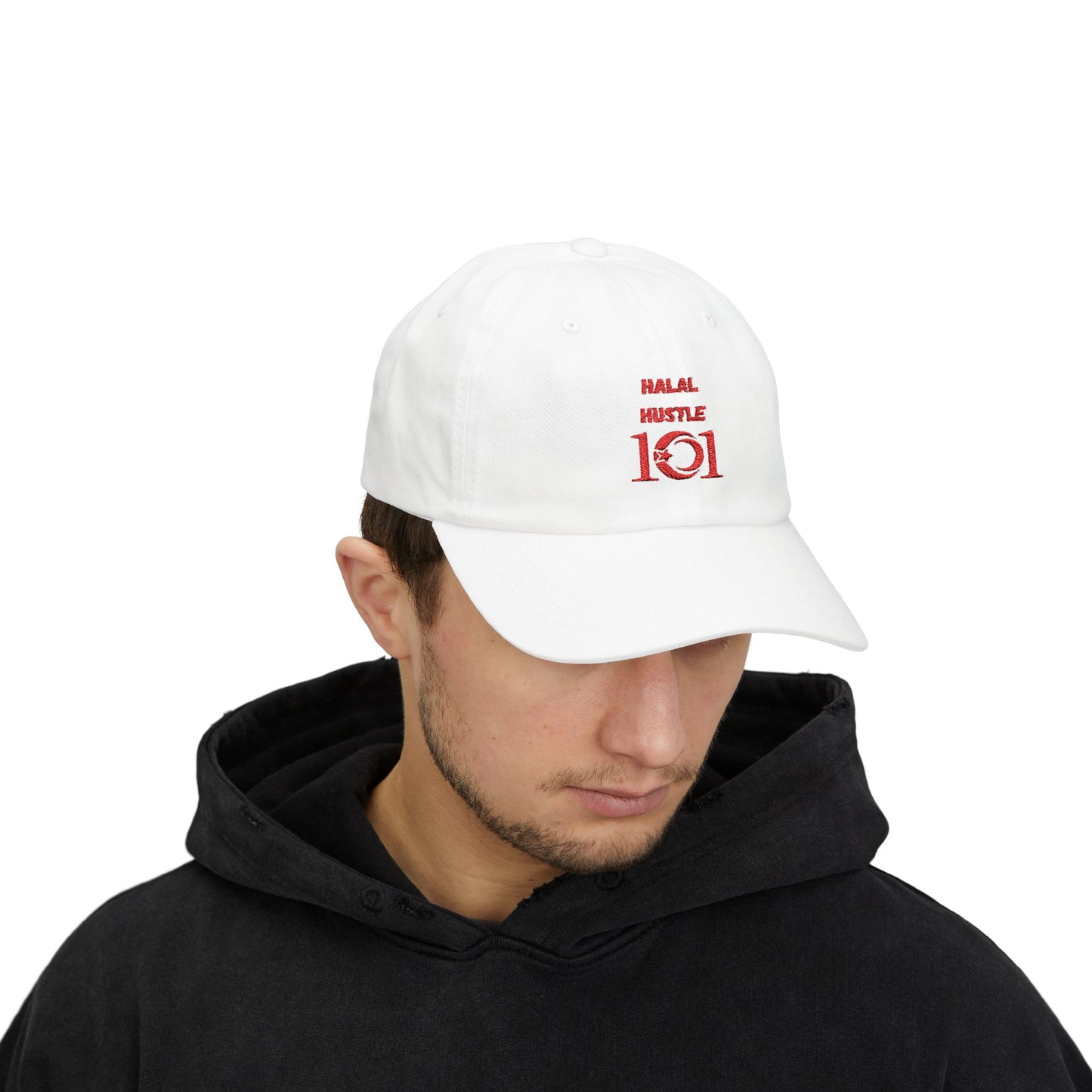 Halal Hustle Classic Dad Cap - Stylish White Cap for Everyday Wear Muslim Streetwear Hat