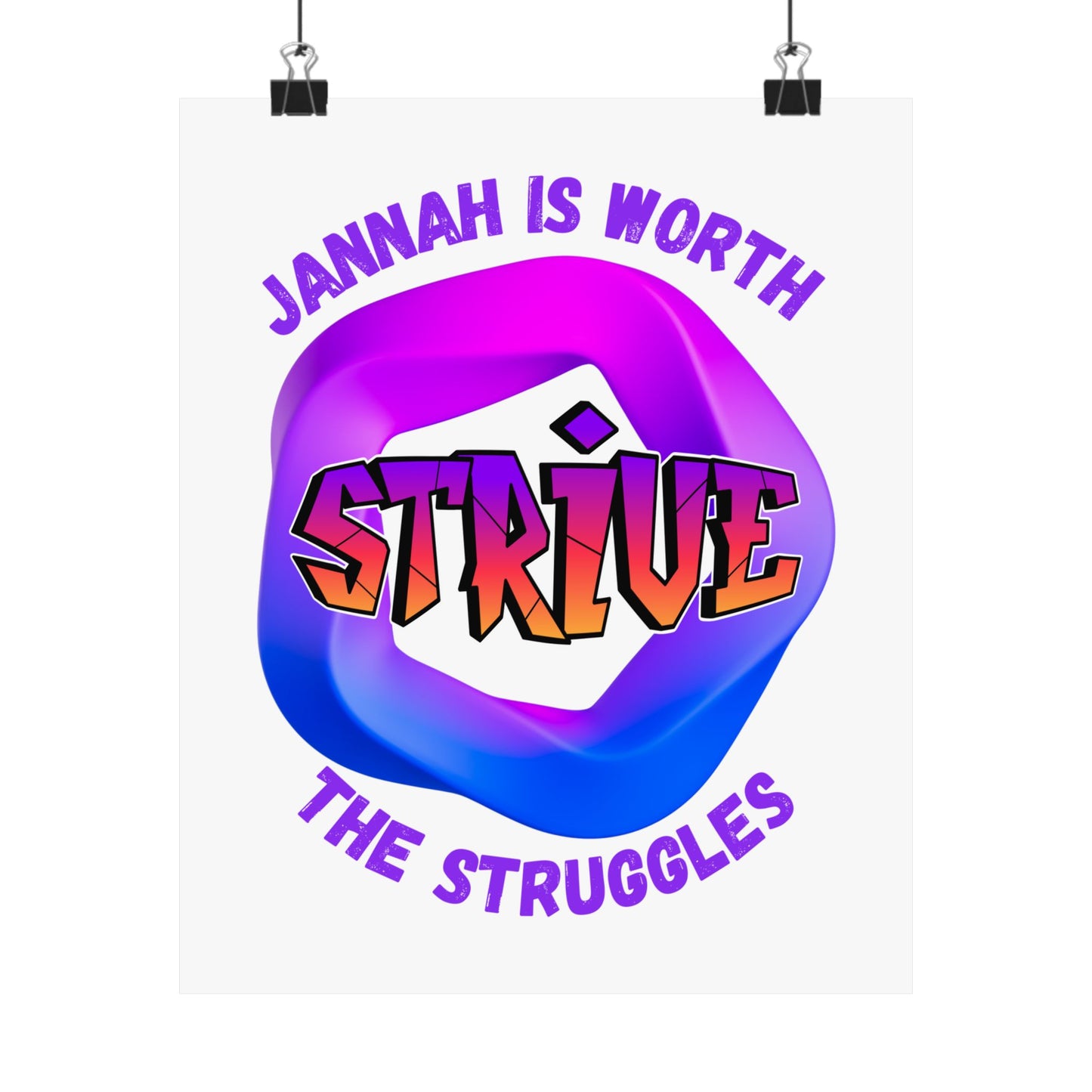 Motivational Vertical Poster - 'Jannah is Worth The Struggles' Muslim Islamic Accessories