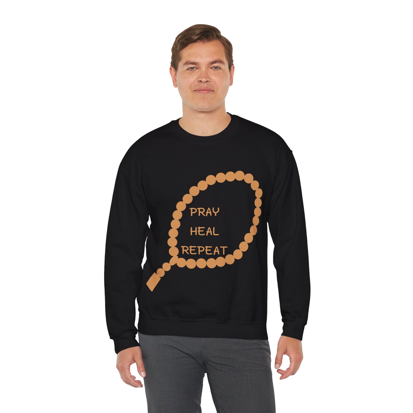 Pray Heal Repeat Crewneck Sweatshirt for Mindfulness and Healing Islamic Street Fashion