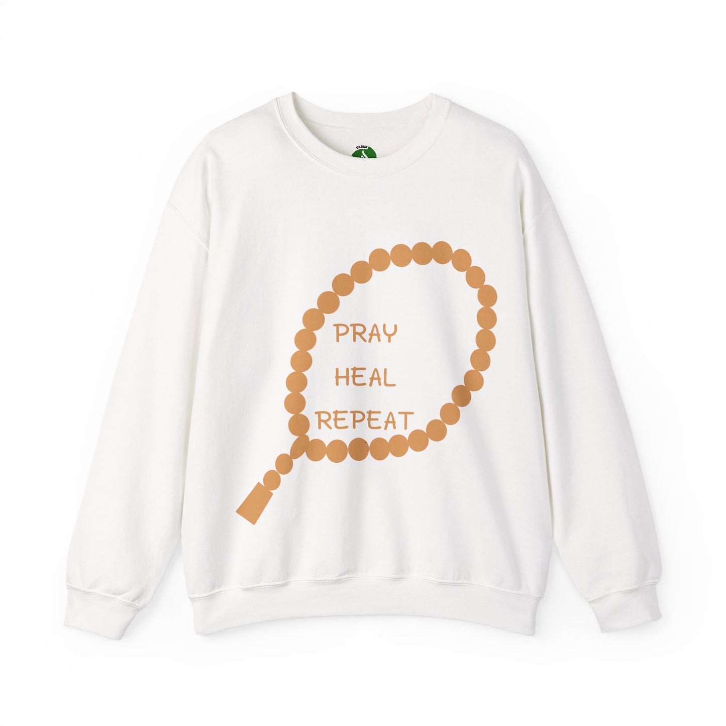 Pray Heal Repeat Crewneck Sweatshirt for Mindfulness and Healing Islamic Street Fashion