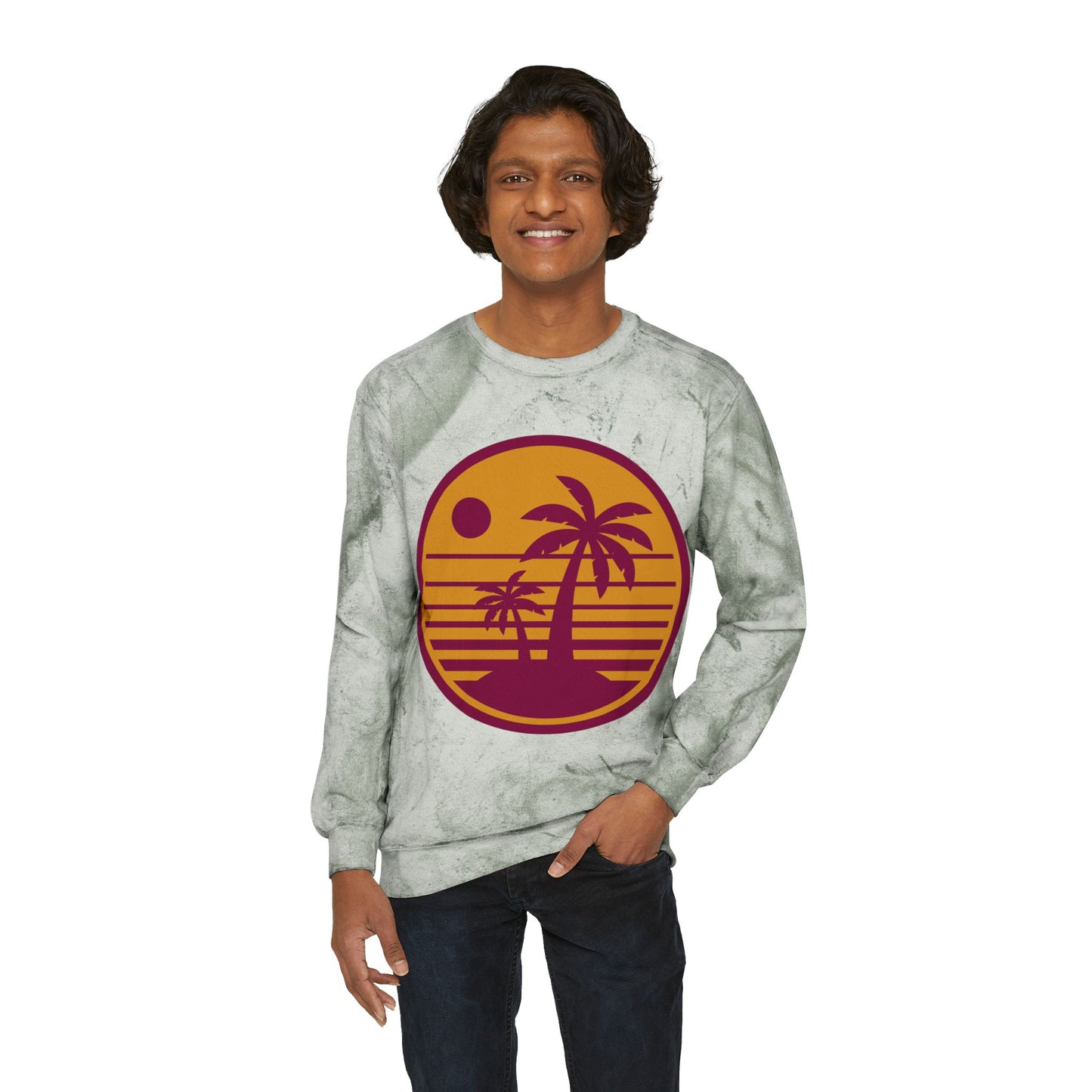 Tropical Sunset Color Blast Crewneck Sweatshirt Islamic Clothing