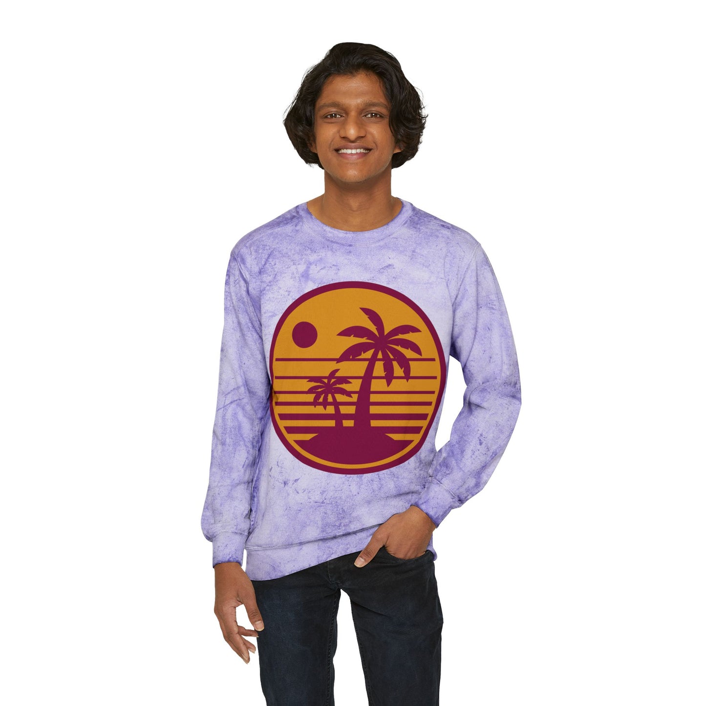Tropical Sunset Color Blast Crewneck Sweatshirt Islamic Clothing