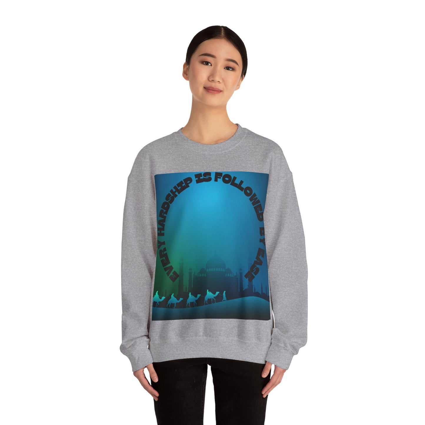 Inspirational Crewneck Sweatshirt - Every Hardship is Followed by Ease Modern Islamic Clothing