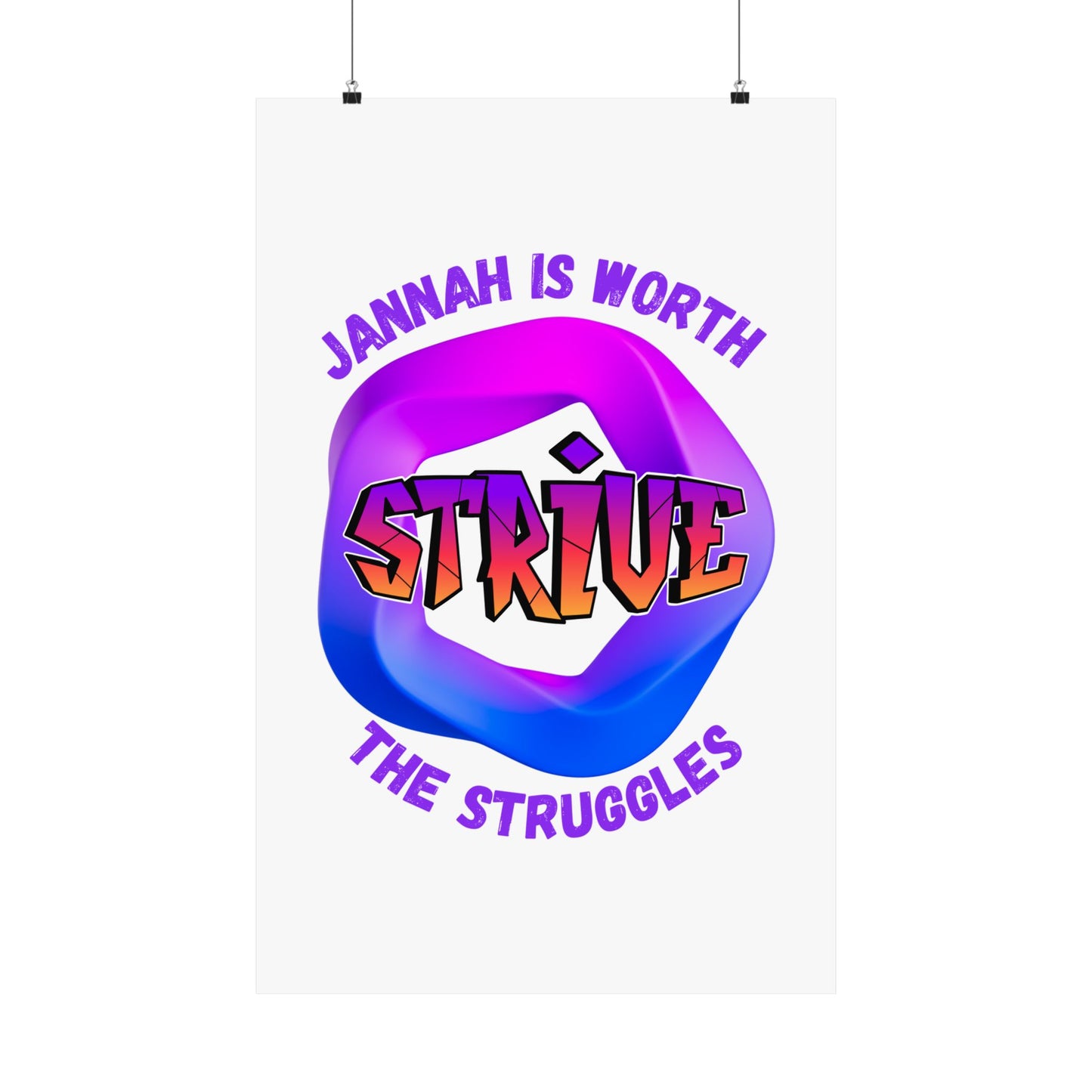 Motivational Vertical Poster - 'Jannah is Worth The Struggles' Muslim Islamic Accessories