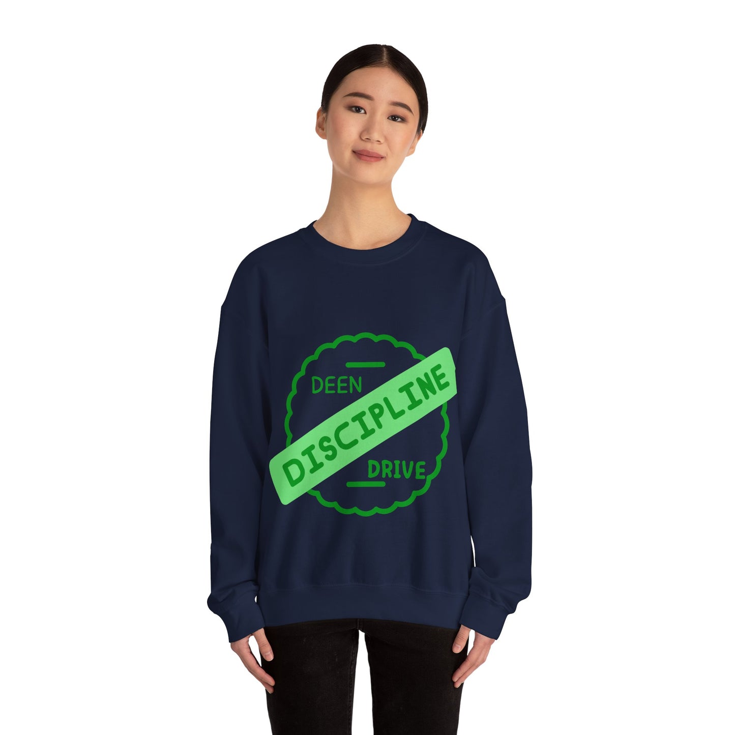 Motivational Crewneck Sweatshirt - Discipline & Drive Muslim Youth Fashion Sweat Shirt