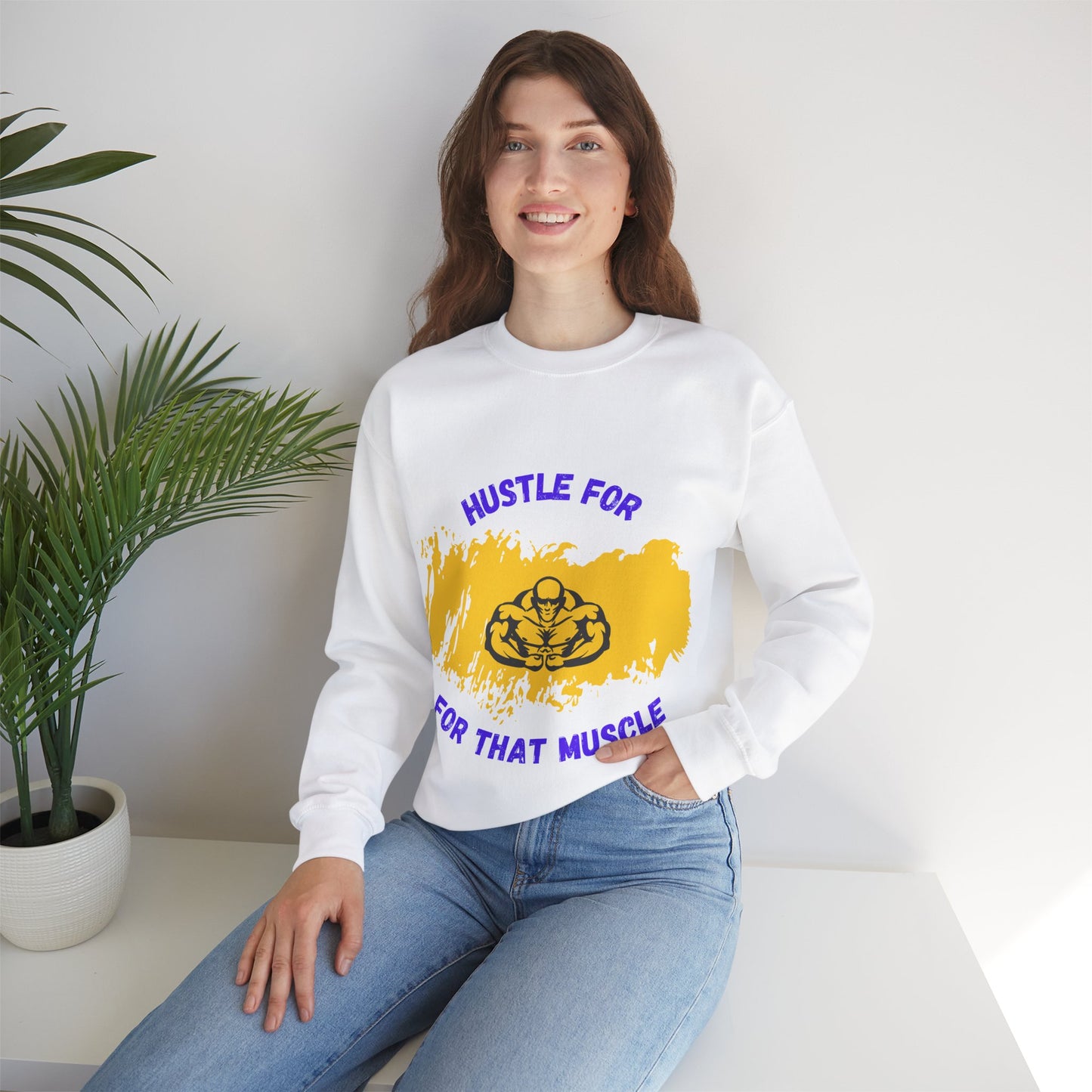 Hustle for That Muscle Crewneck Sweatshirt Gym Clothing Sweat Shirt