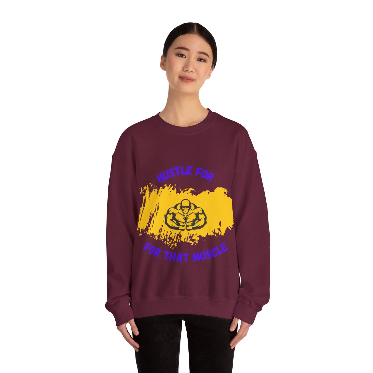 Hustle for That Muscle Crewneck Sweatshirt Gym Clothing Sweat Shirt