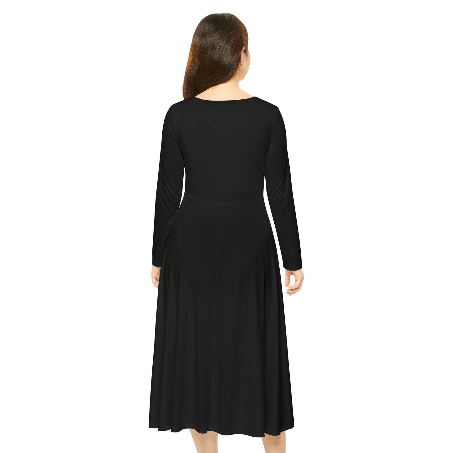 Chic Women's Long Sleeve Dance Dress with Green Graphic Design Islamic Clothing