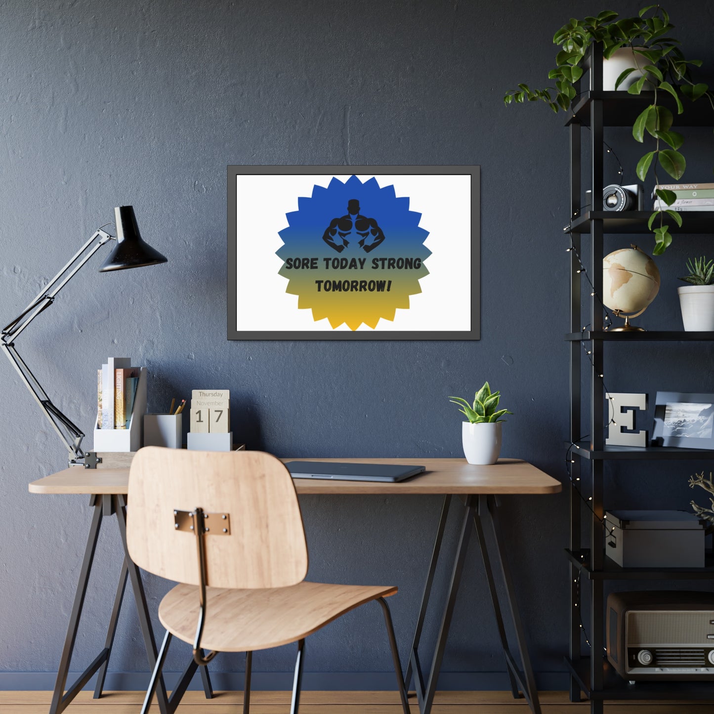 Fitness Motivation Framed Poster - 'Sore Today Strong Tomorrow!' Humour Joke Gym Accessories