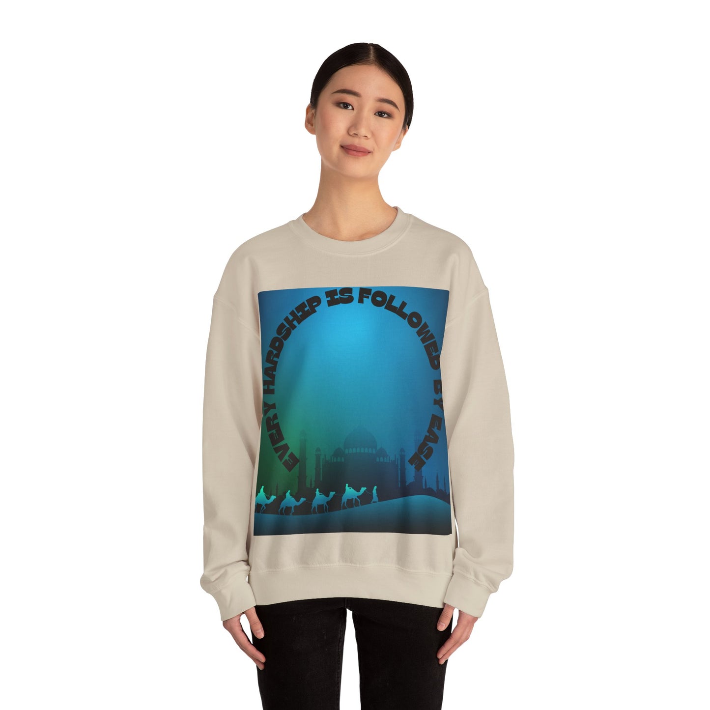 Inspirational Crewneck Sweatshirt - Every Hardship is Followed by Ease Modern Islamic Clothing