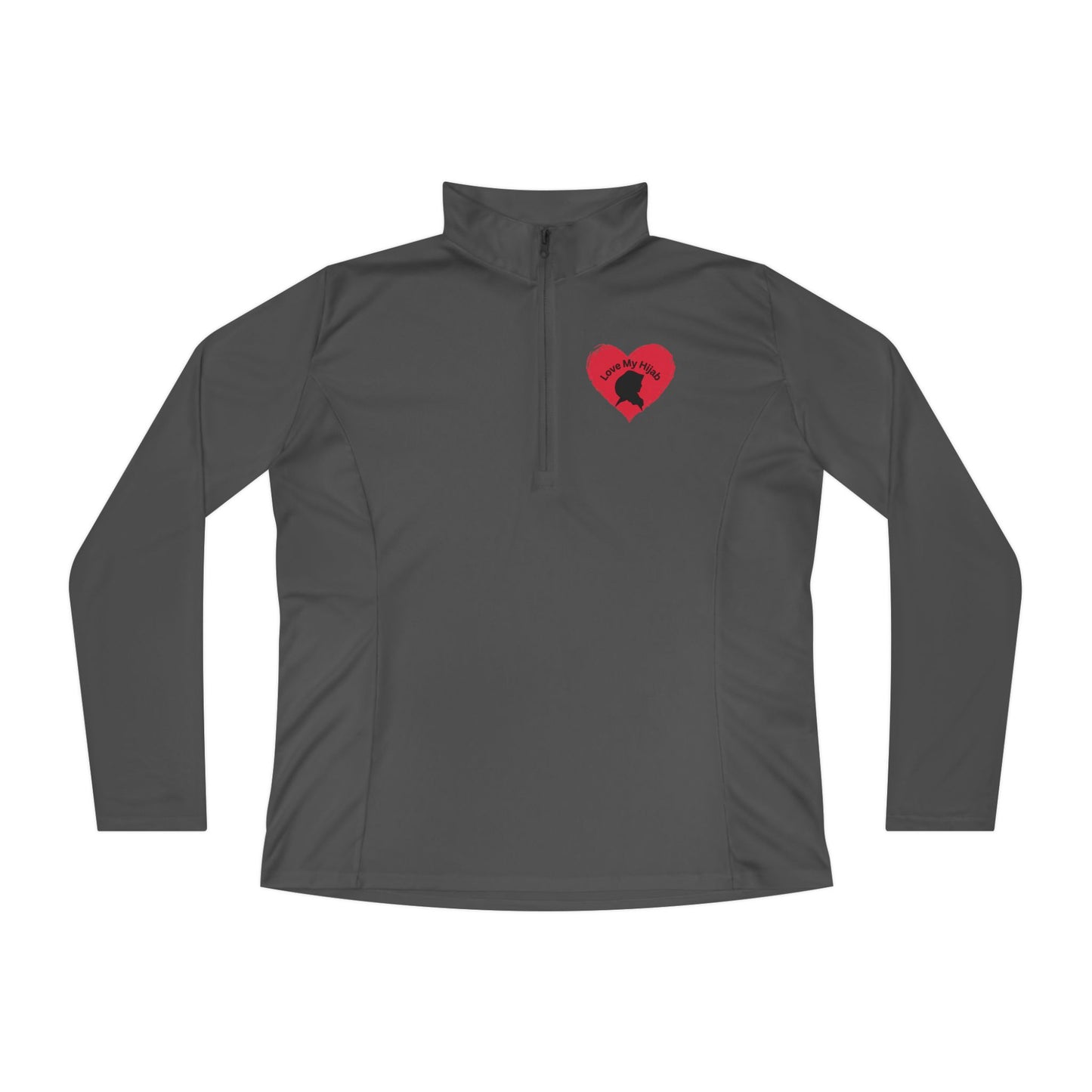 Ladies Quarter-Zip Pullover with Heart Design - Perfect for Active Lifestyle Muslim Women Clothing