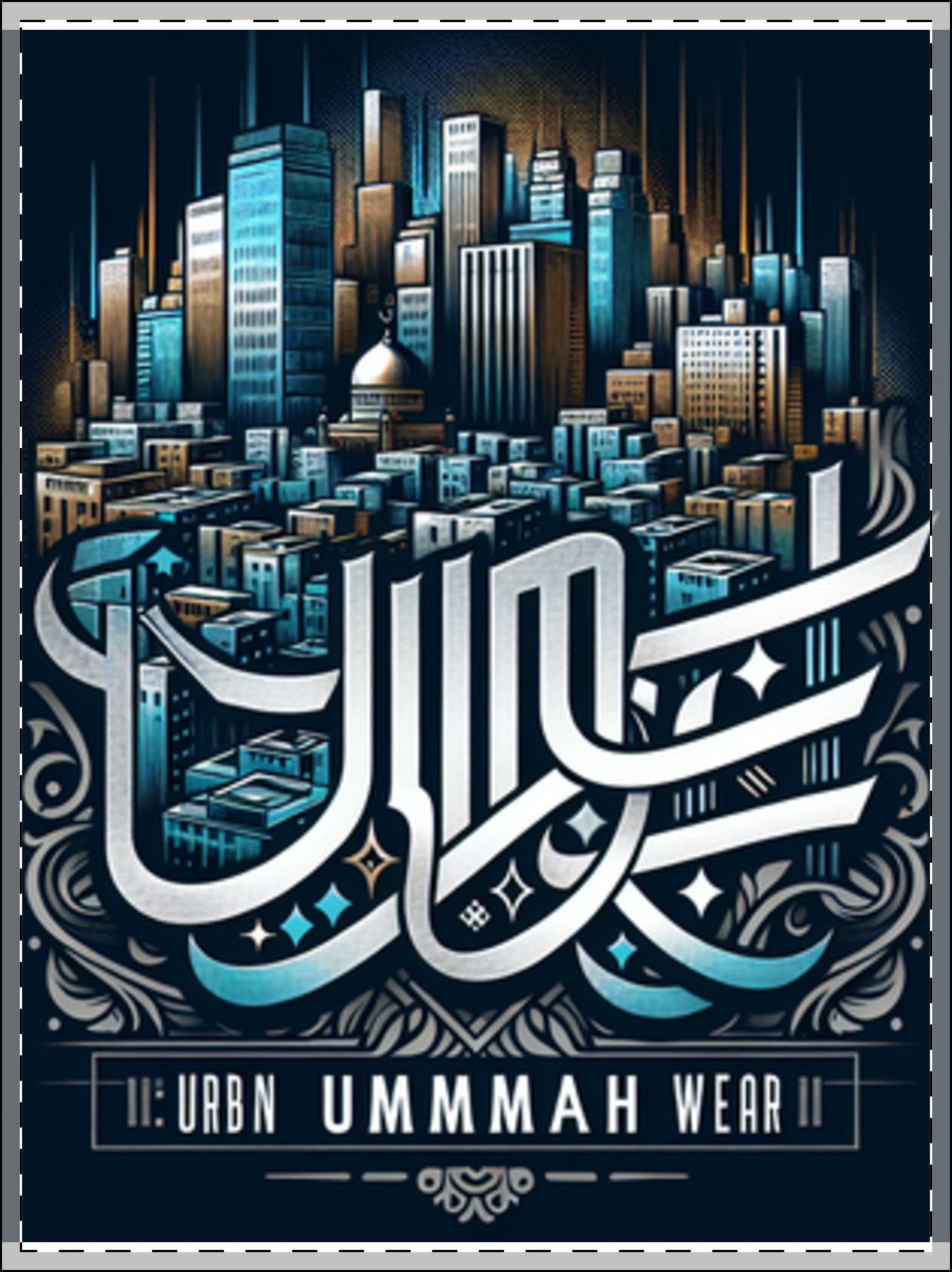 Framed Multi-Color Art Poster - Modern Cityscape Design Islamic Accessories