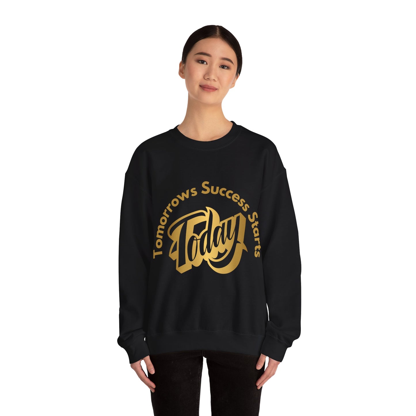 Inspirational Crewneck Sweatshirt - 'Tomorrow's Success Starts Today' Gym Motivation Sweat Shirt