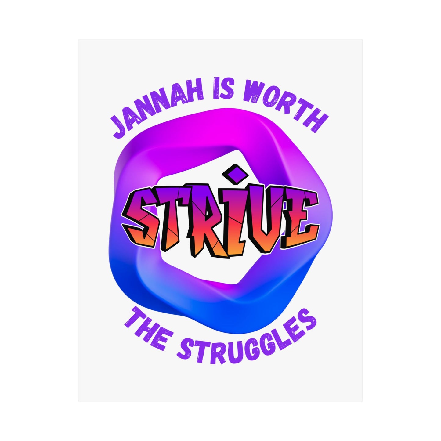 Motivational Vertical Poster - 'Jannah is Worth The Struggles' Muslim Islamic Accessories