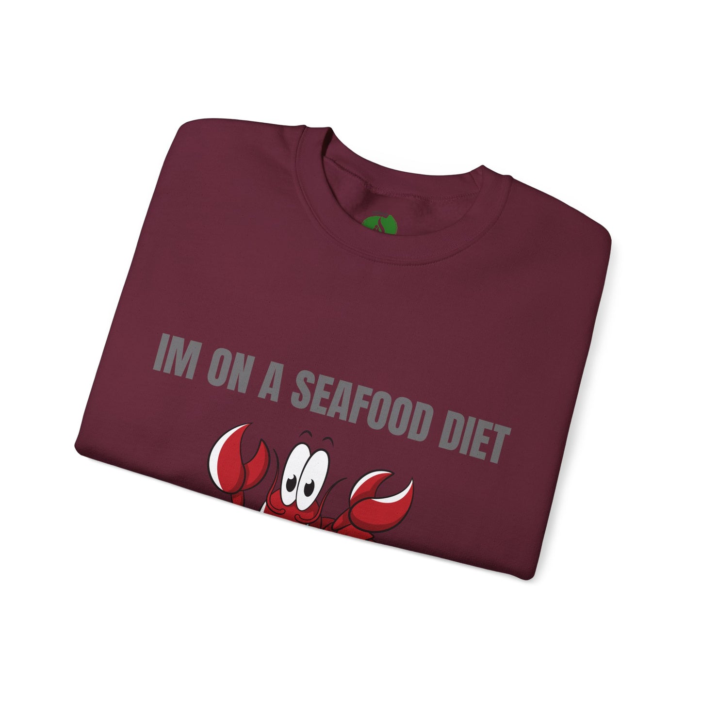 Funny Seafood Diet Sweatshirt - Unisex Heavy Blend Crewneck with Lobster Graphic Humour Joke Clothing