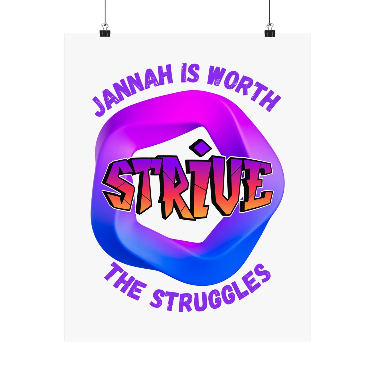 Motivational Vertical Poster - 'Jannah is Worth The Struggles' Muslim Islamic Accessories
