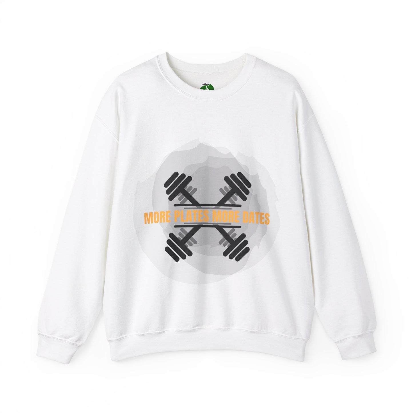 Fitness Motivational Crewneck Sweatshirt - "More Plates More Dates" Humour Joke Gym Sweat Shirt