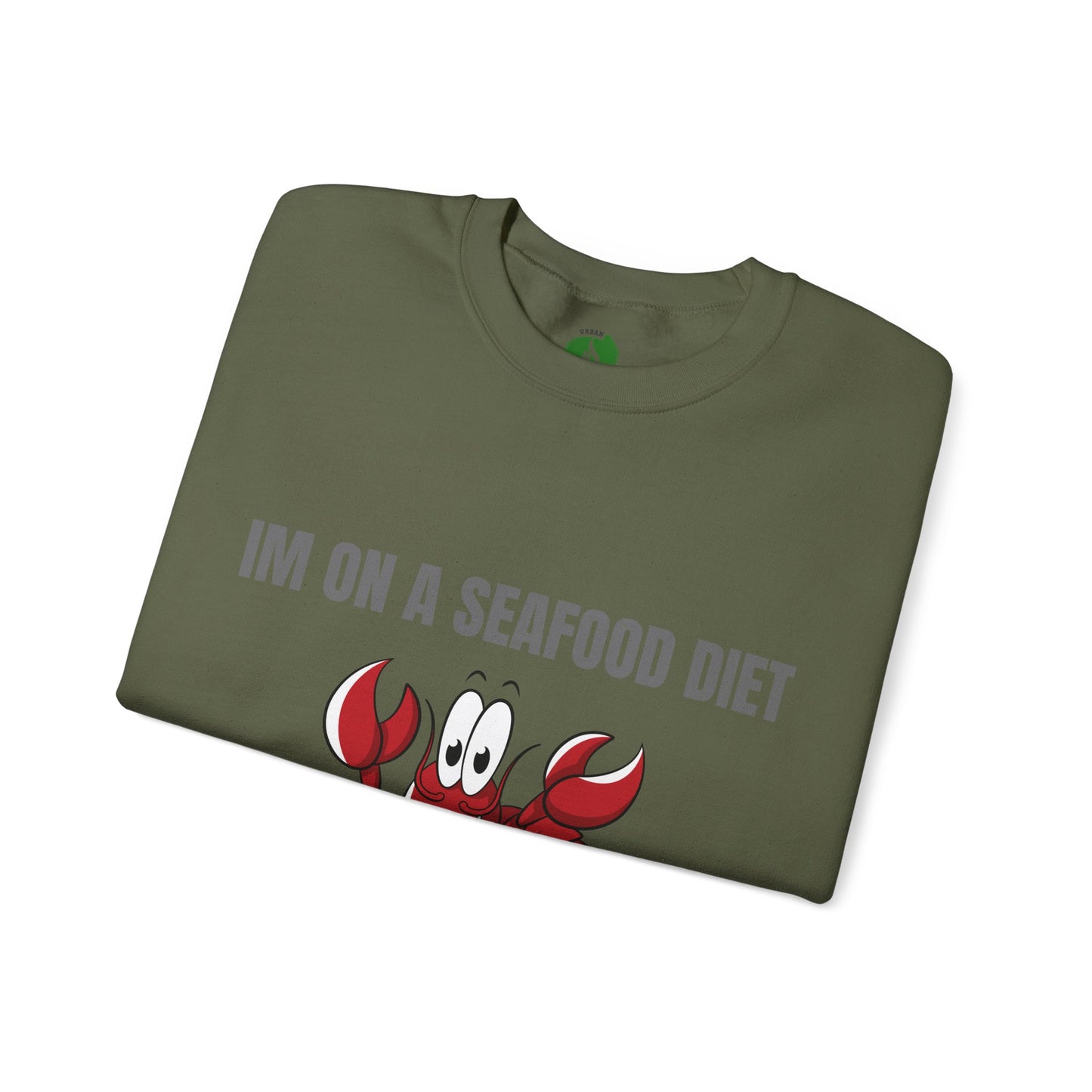 Funny Seafood Diet Sweatshirt - Unisex Heavy Blend Crewneck with Lobster Graphic Humour Joke Clothing