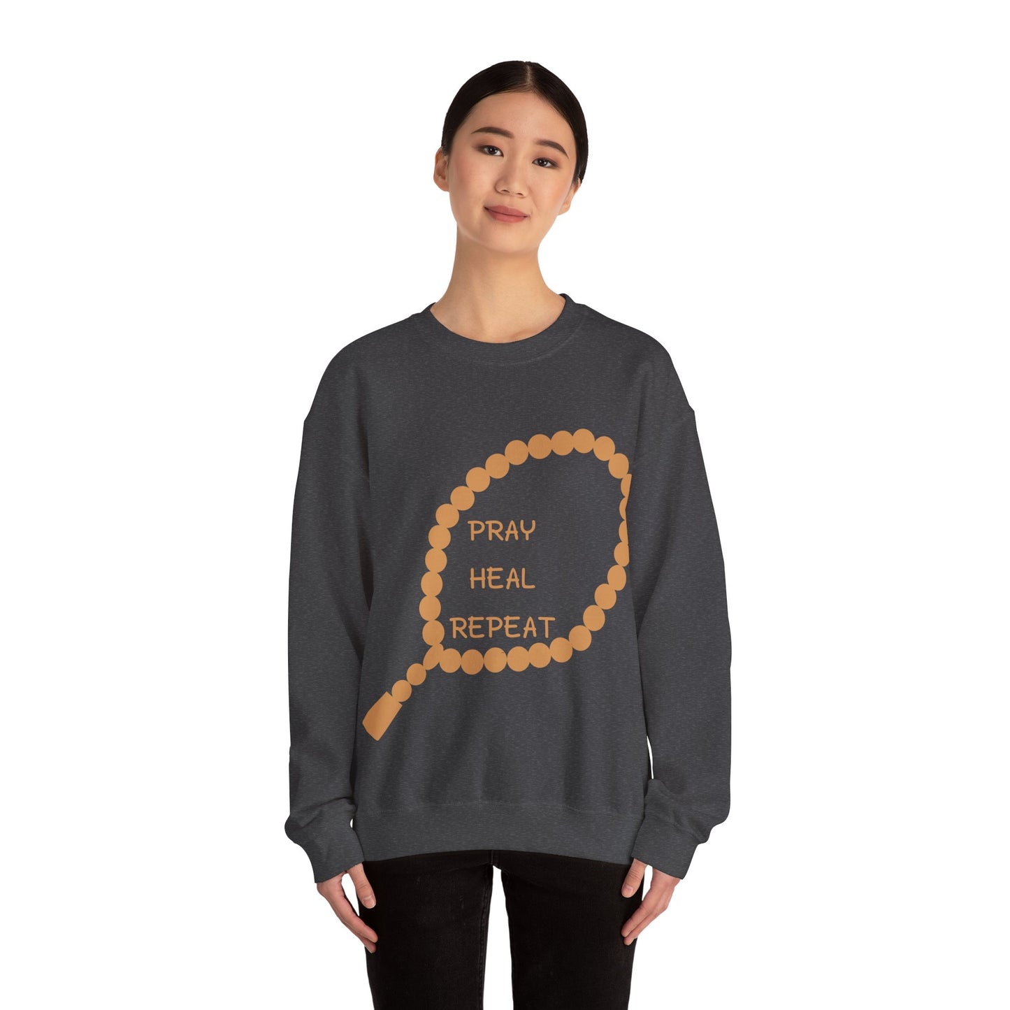 Pray Heal Repeat Crewneck Sweatshirt for Mindfulness and Healing